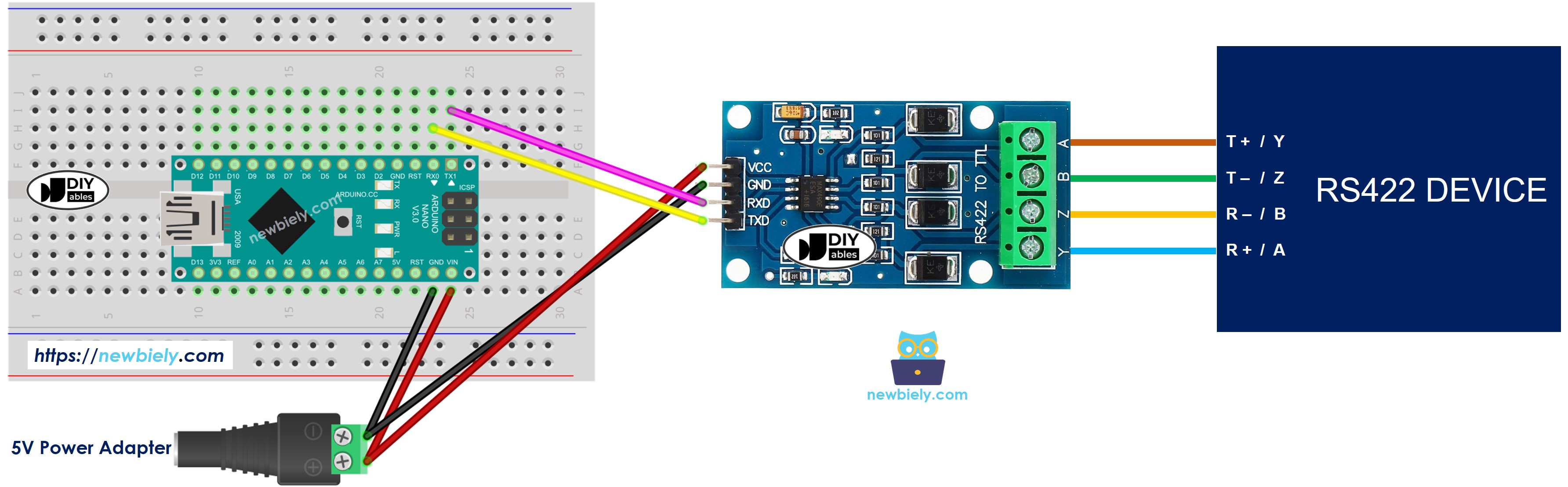 Arduino Nano TTL to RS422 Wiring Diagram