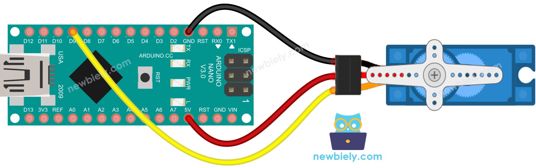 Arduino Nano Servo Motor wiring diagram