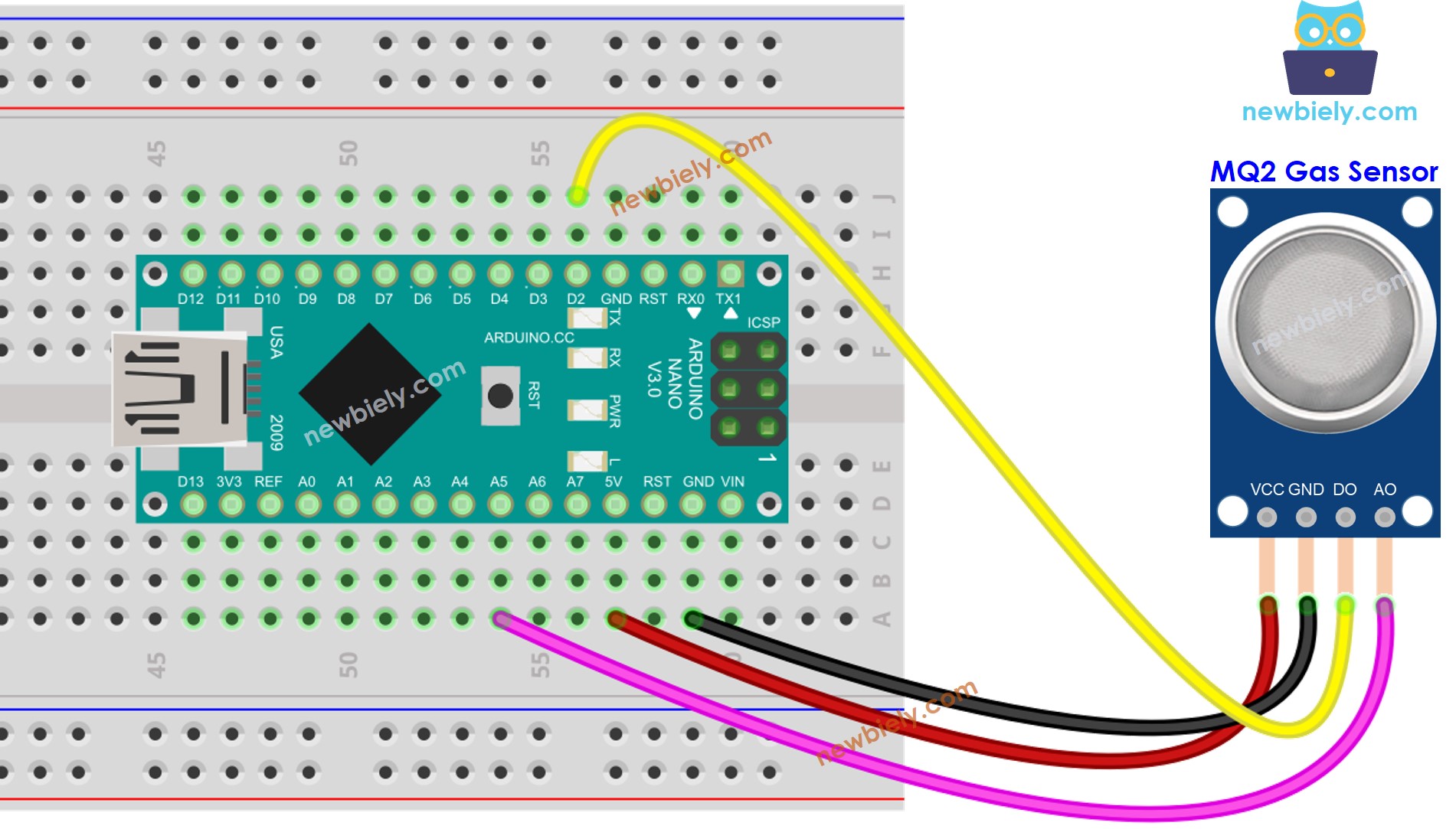 Arduino Nano smoke sensor wiring diagram