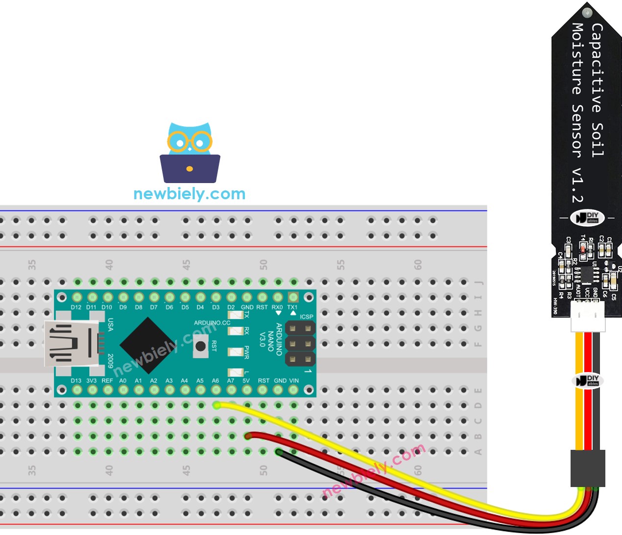 Arduino Nano soil moisture sensor wiring diagram