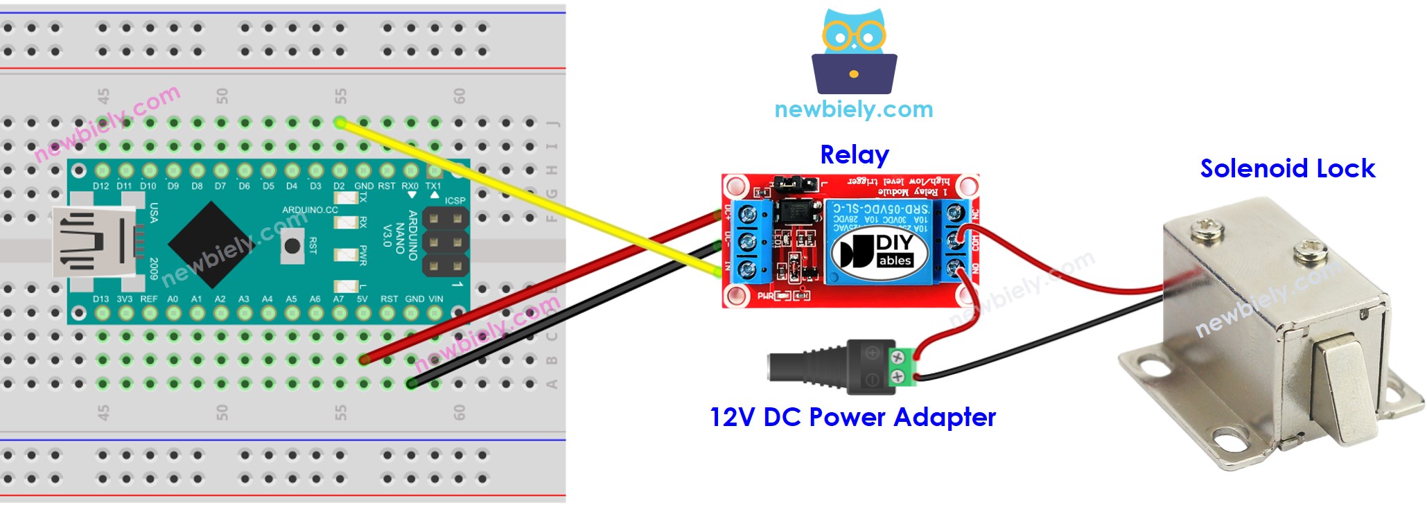 Arduino Nano Solenoid Lock wiring diagram