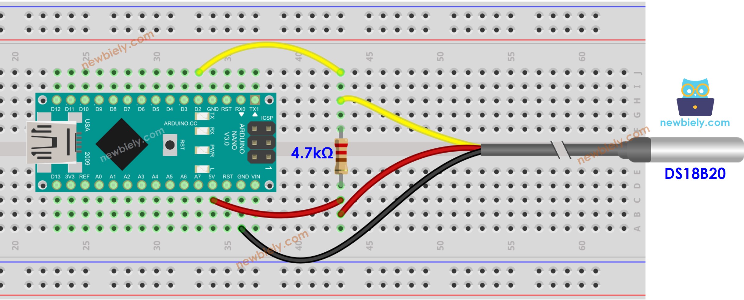 Arduino Nano temperature sensor wiring diagram