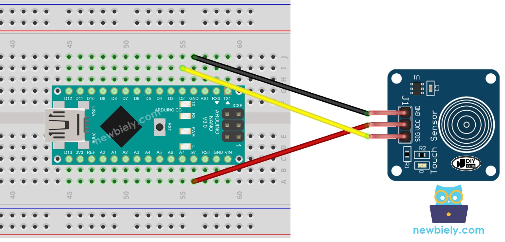 Arduino Nano Touch Sensor wiring diagram