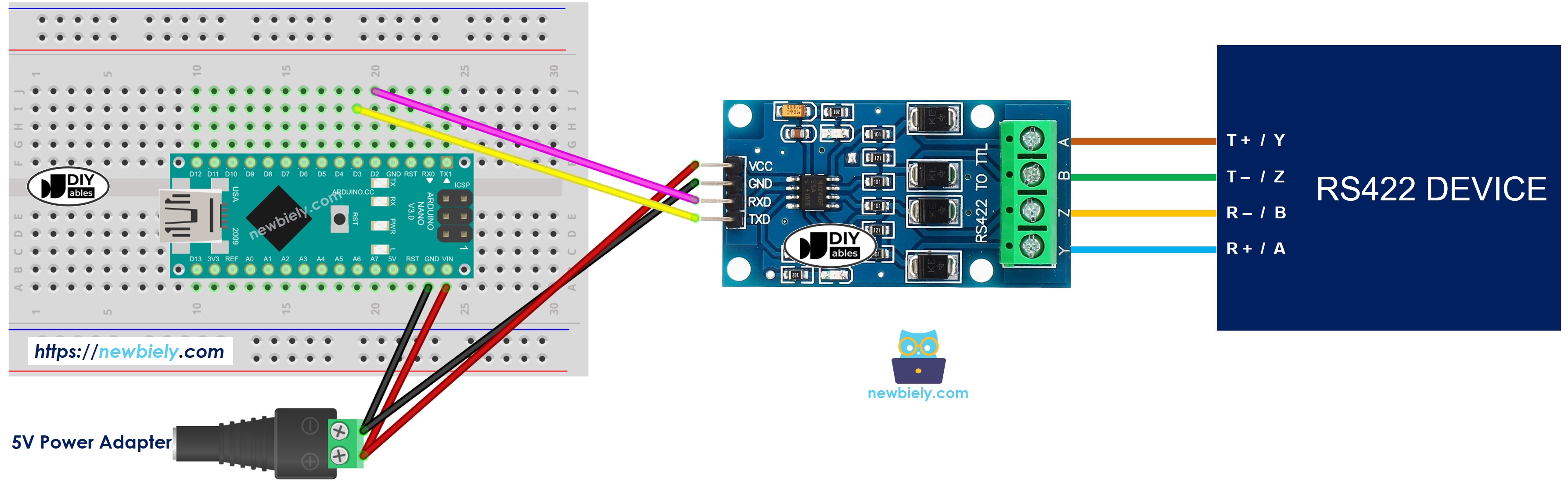 Arduino Nano RS-422 to TTL Wiring Diagram