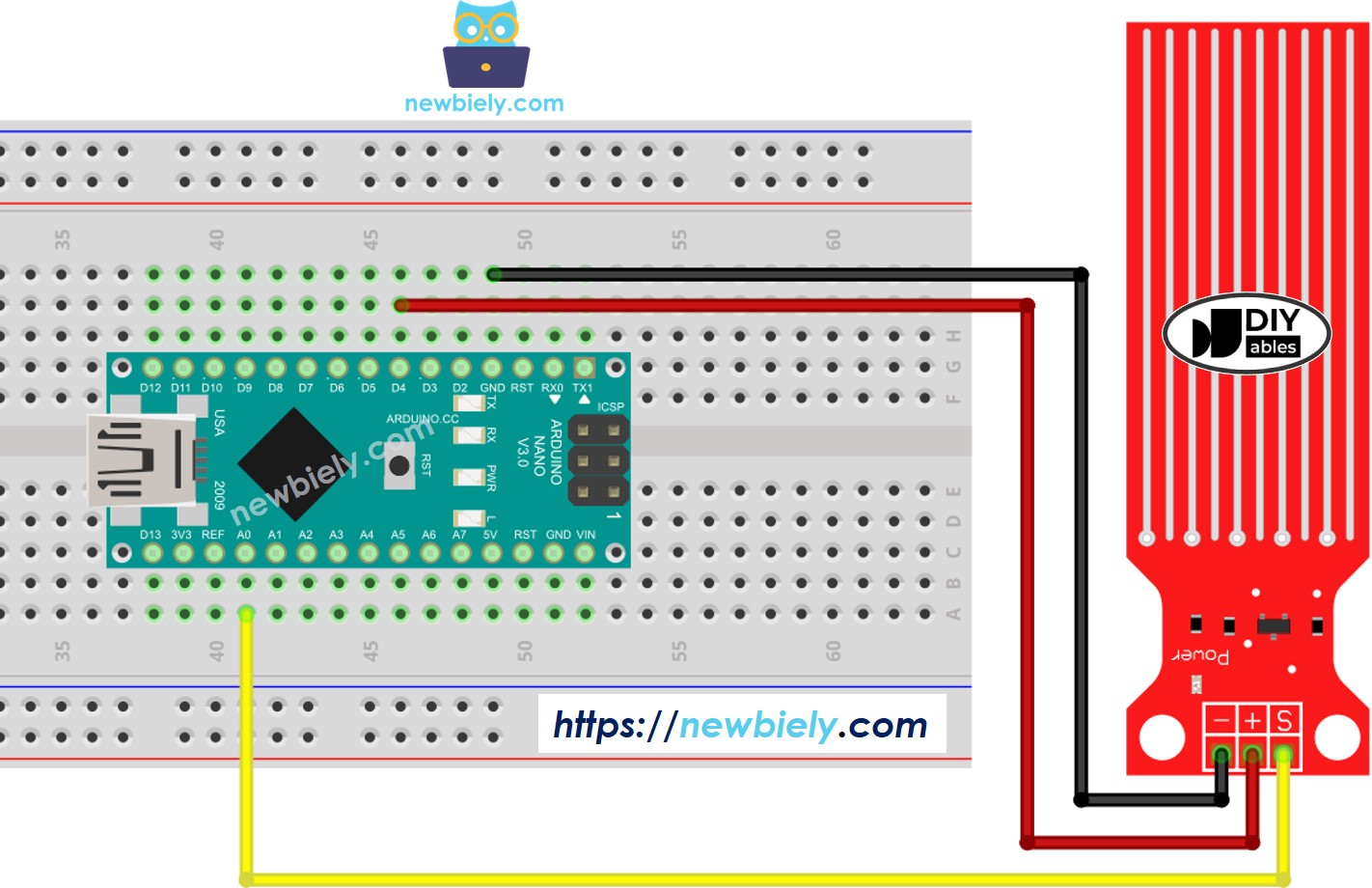 Arduino Nano water sensor wiring diagram