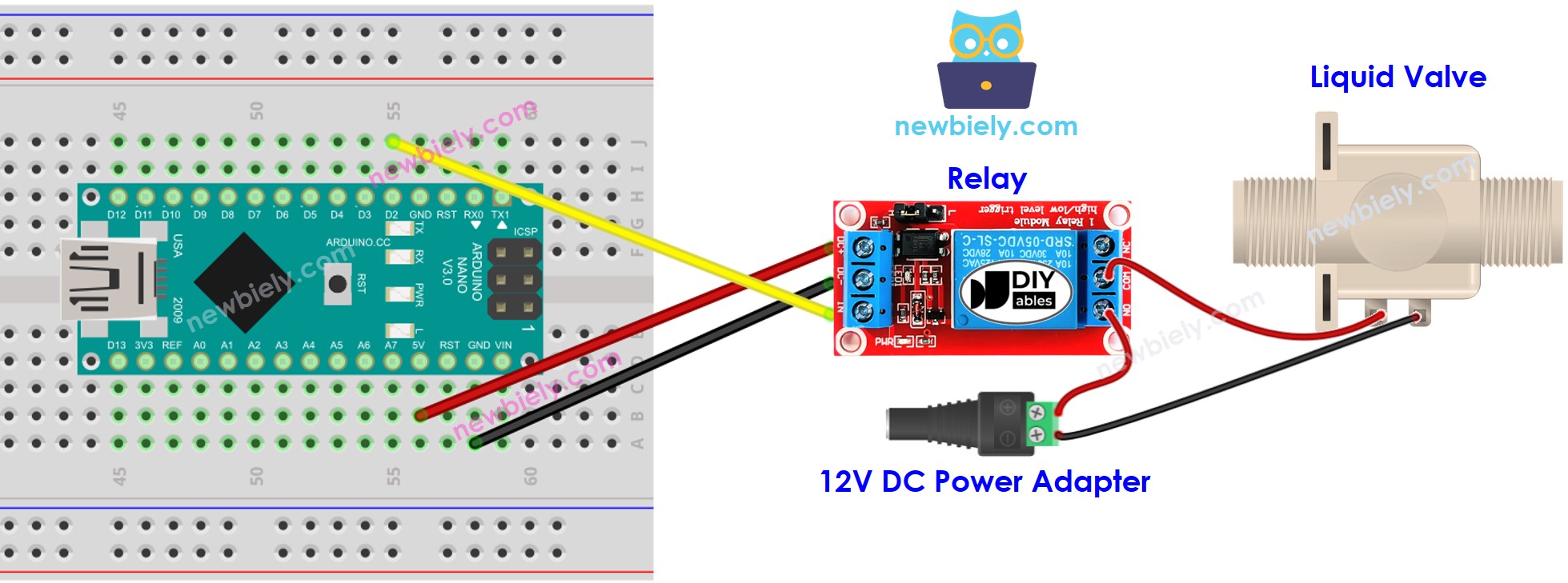 Arduino Nano water valve wiring diagram