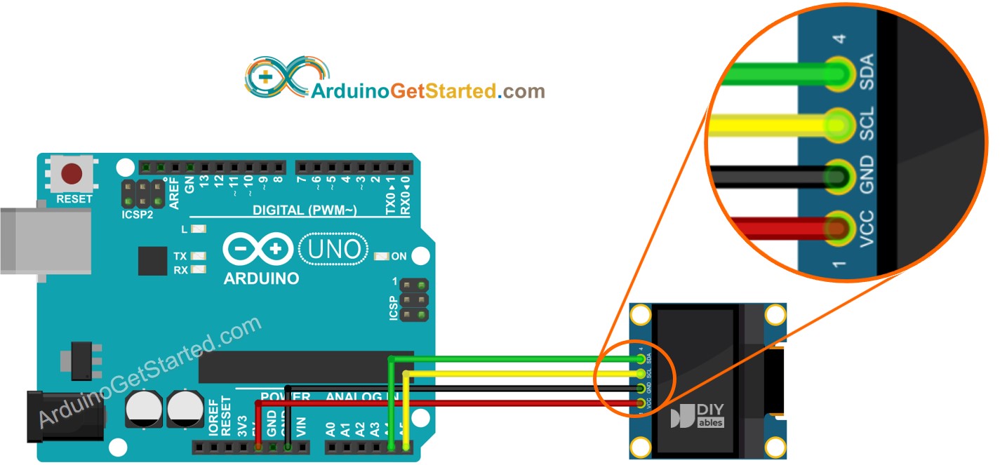 Arduino OLED 128x64 wiring diagram