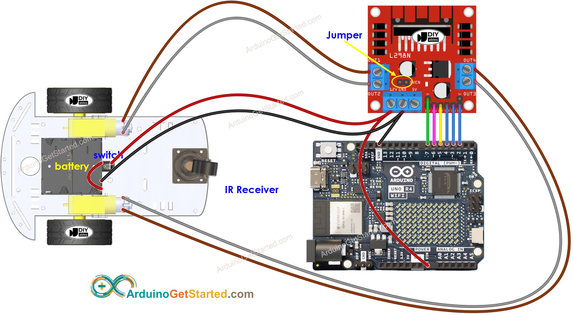 Arduino 2WD RC Car Wiring Diagram