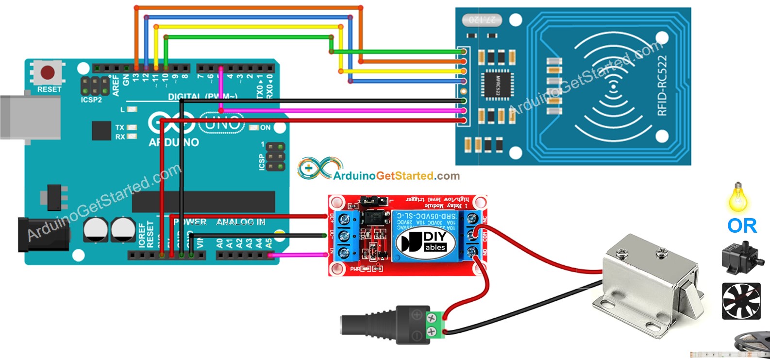 Arduino RFID RC522 relay wiring diagram