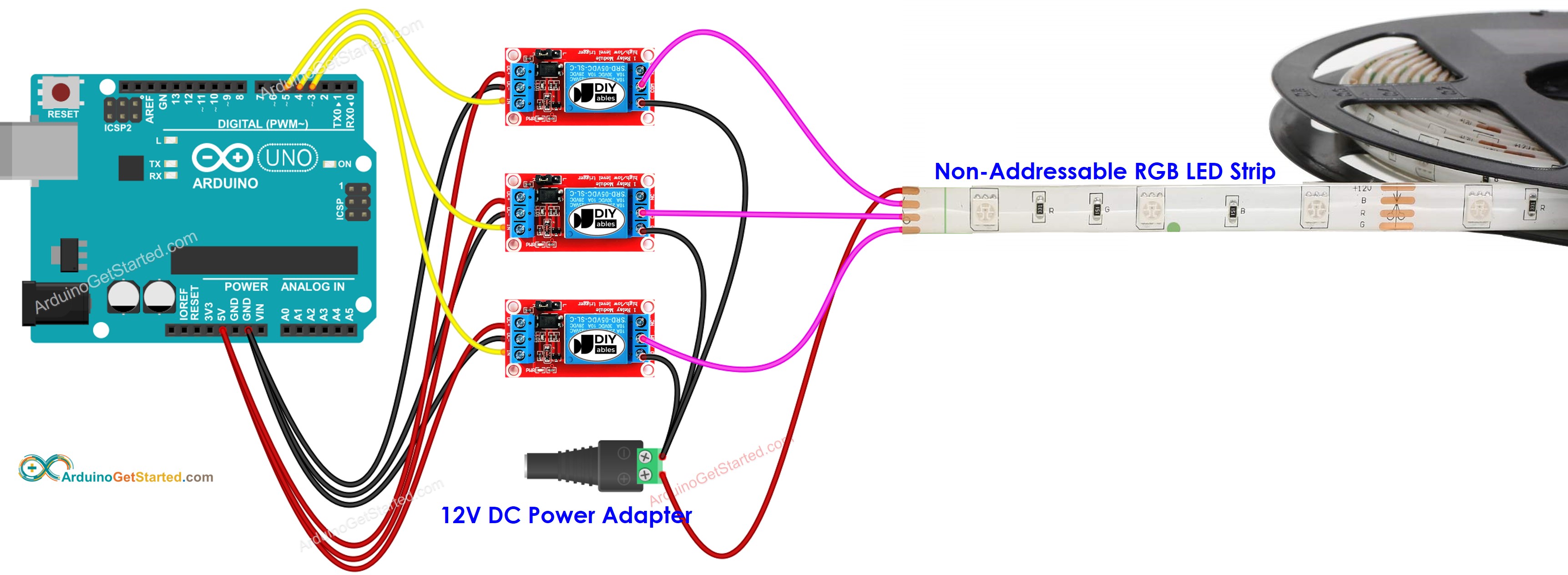 Arduino 12V LED strip Wiring Diagram