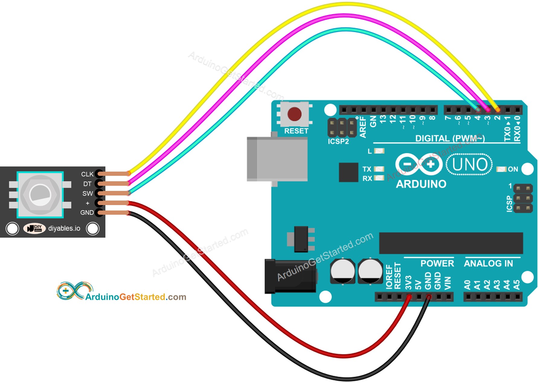 Arduino rotary encoder Wiring Diagram