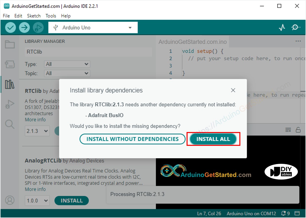 Arduino rtc dependency library