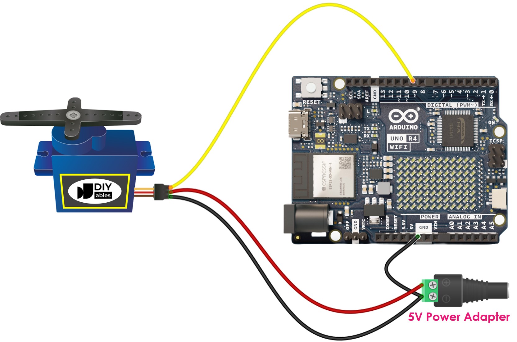 Arduino servo motor power supply wiring diagram