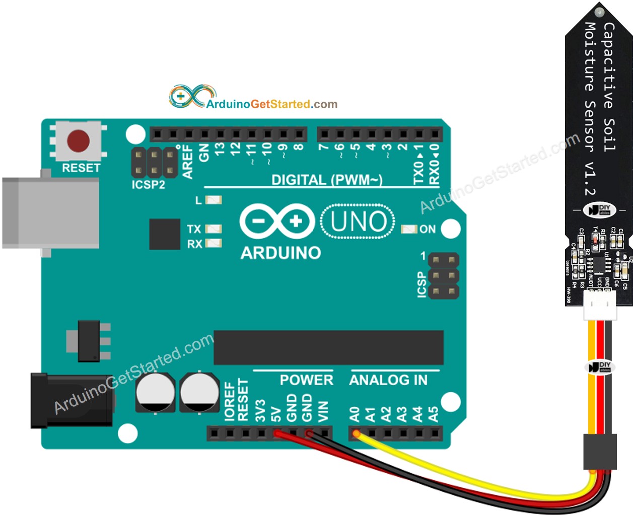 Arduino soil moisture sensor Wiring Diagram