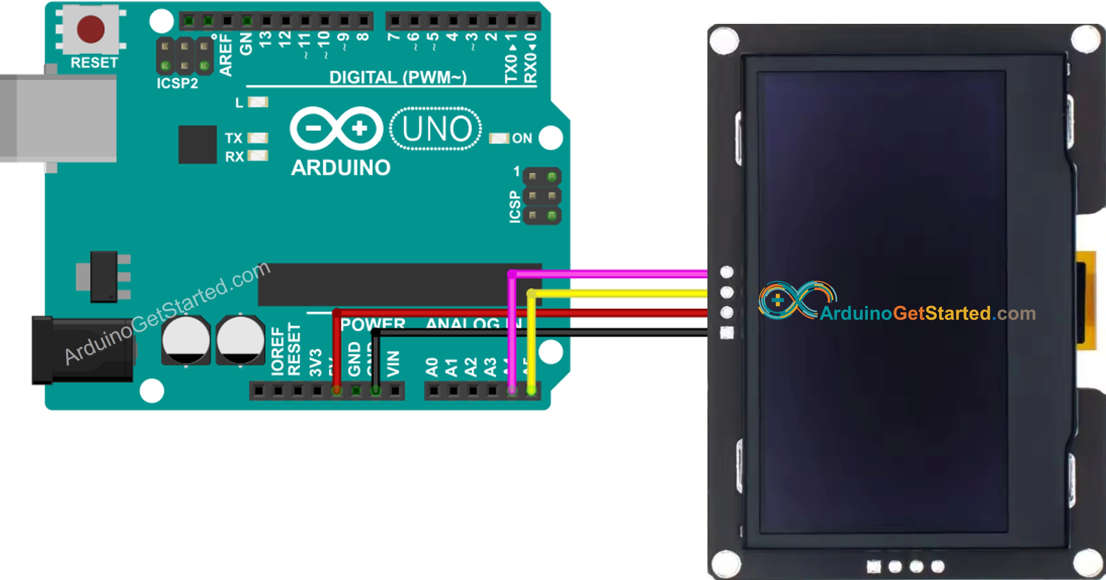 아두이노 ssd1309 oLED 128x64 배선도
