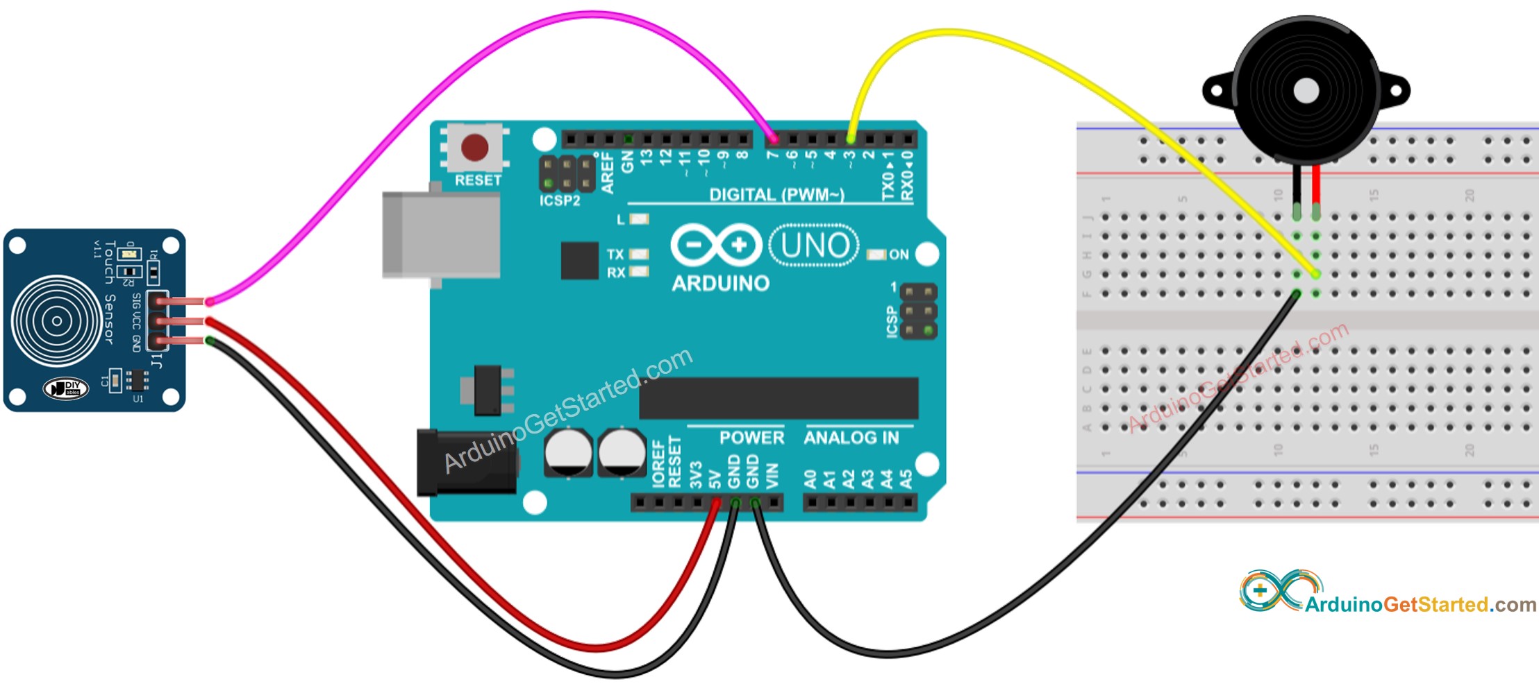 Arduino Touch Sensor Piezo Buzzer Wiring Diagram