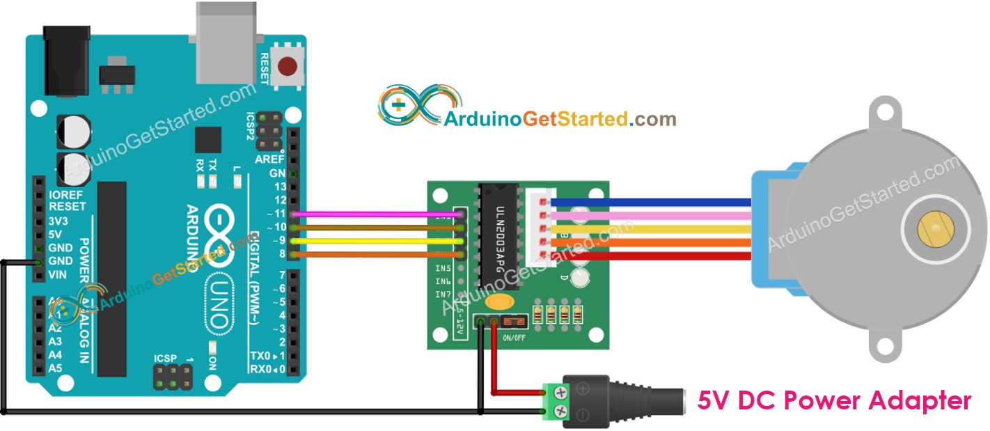 Arduino stepper motor ULN2003 driver Wiring Diagram