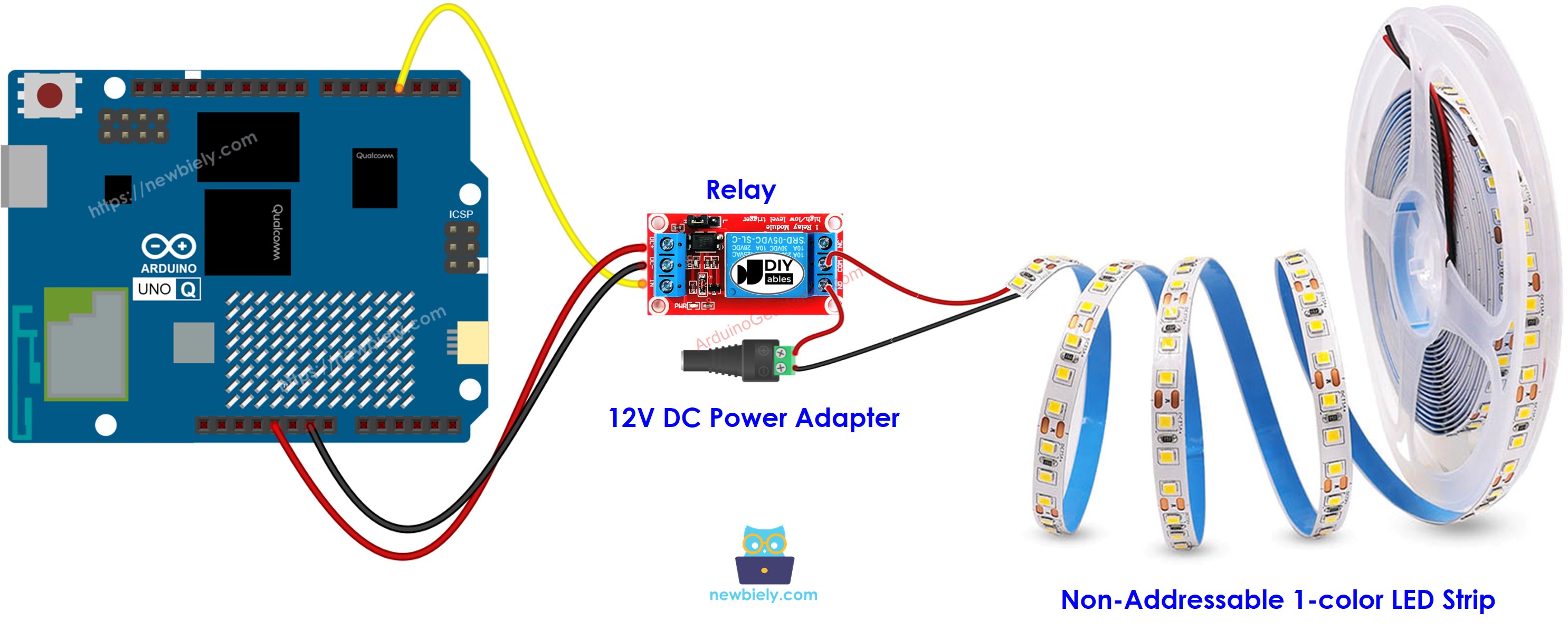 Arduino UNO Q 12v LED strip 연결 배선도