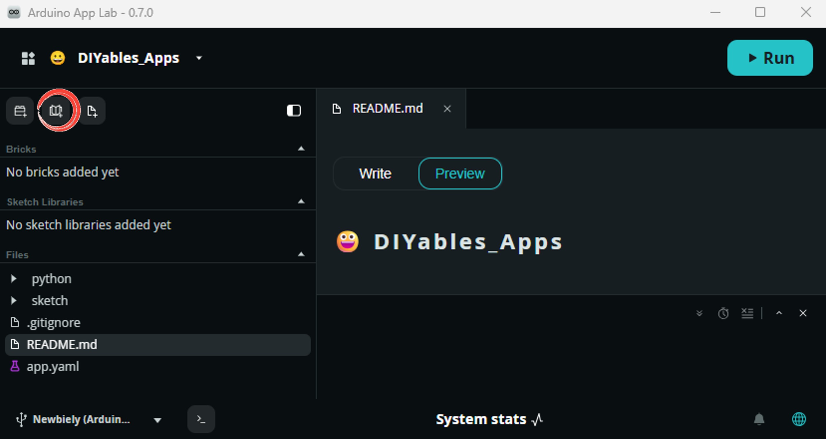 add sketch 라이브러리 in 아두이노 app lab on Arduino UNO Q