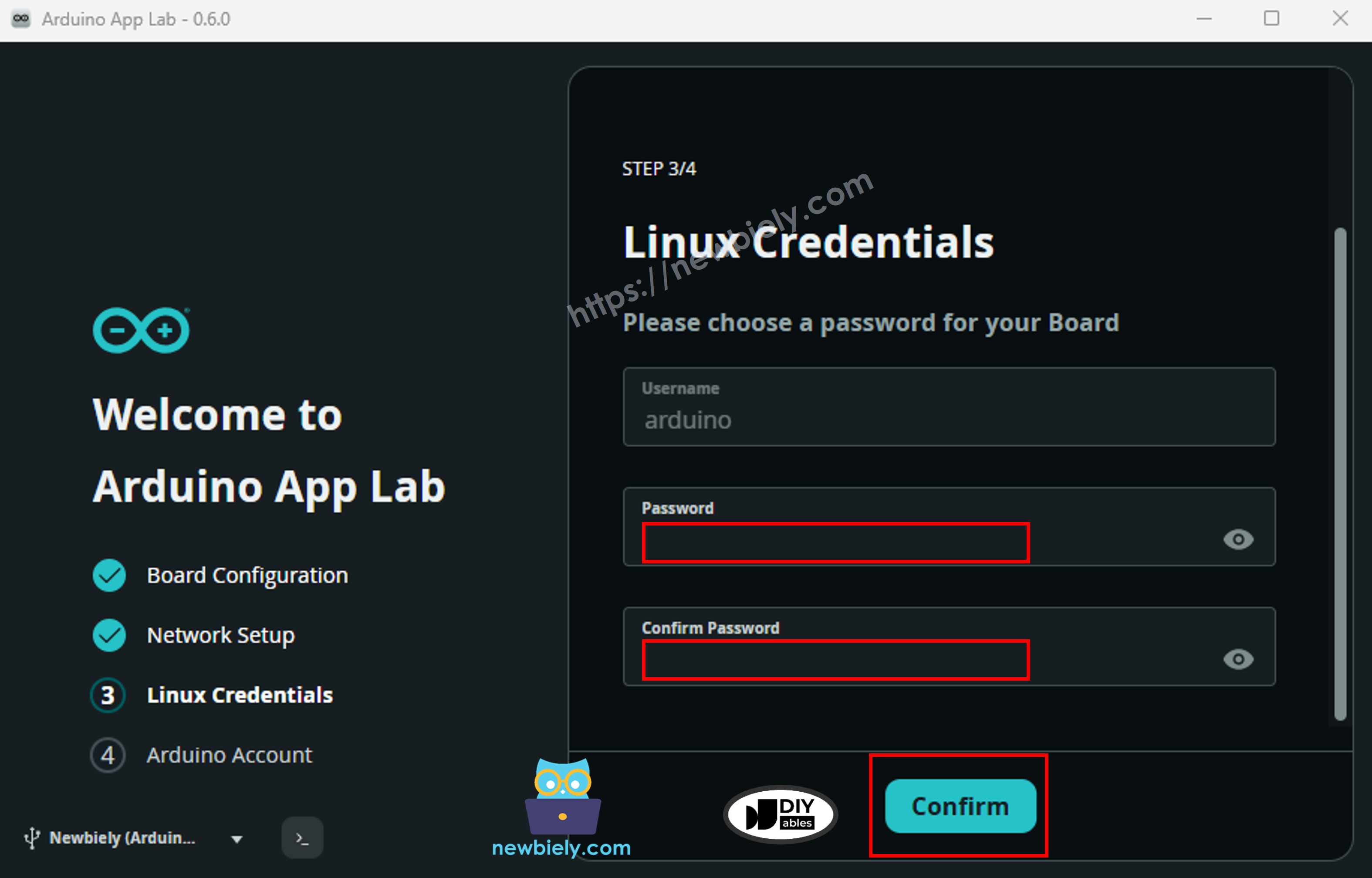 아두이노 app lab - linux credentials