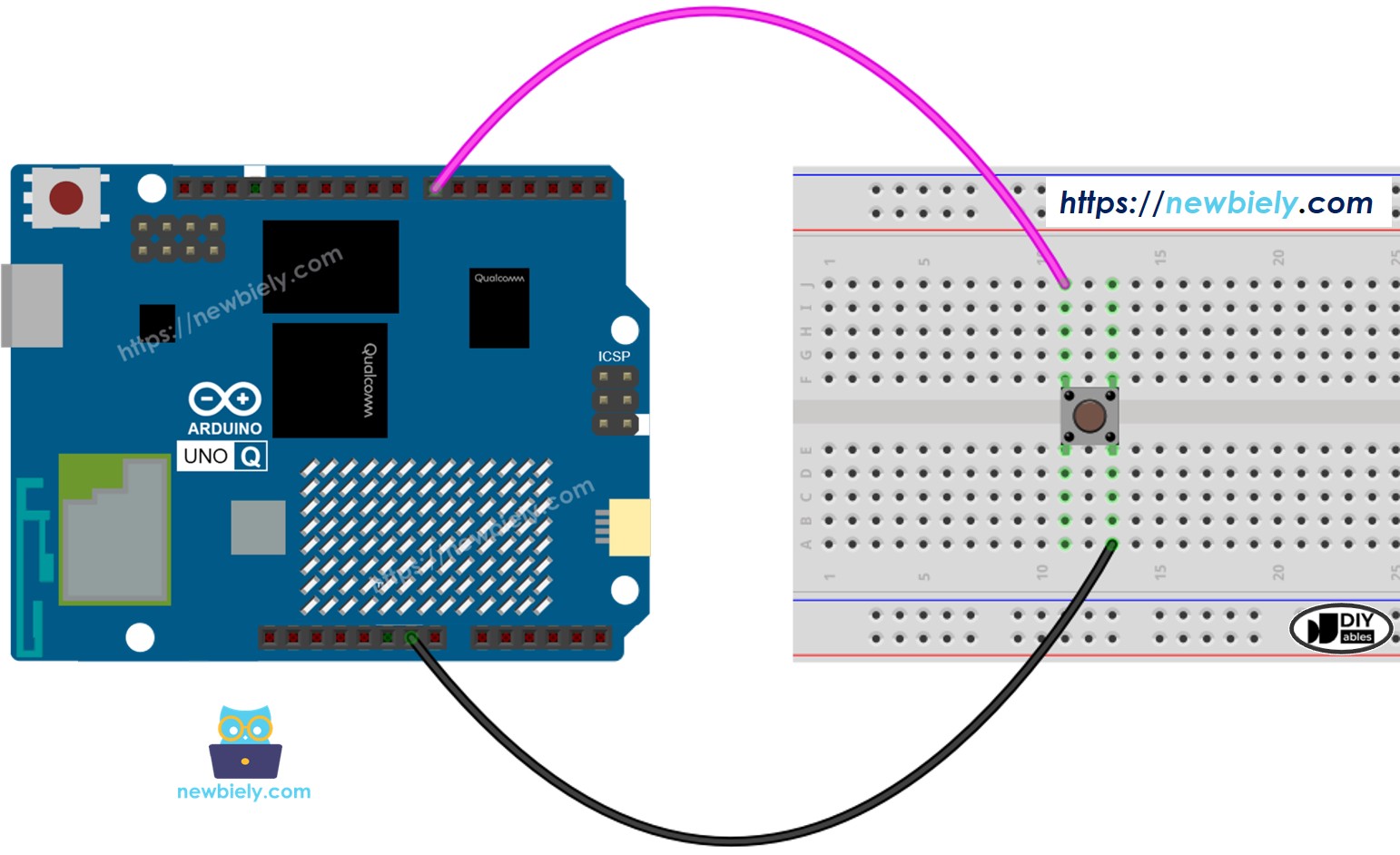Arduino UNO Q 버튼 배선도