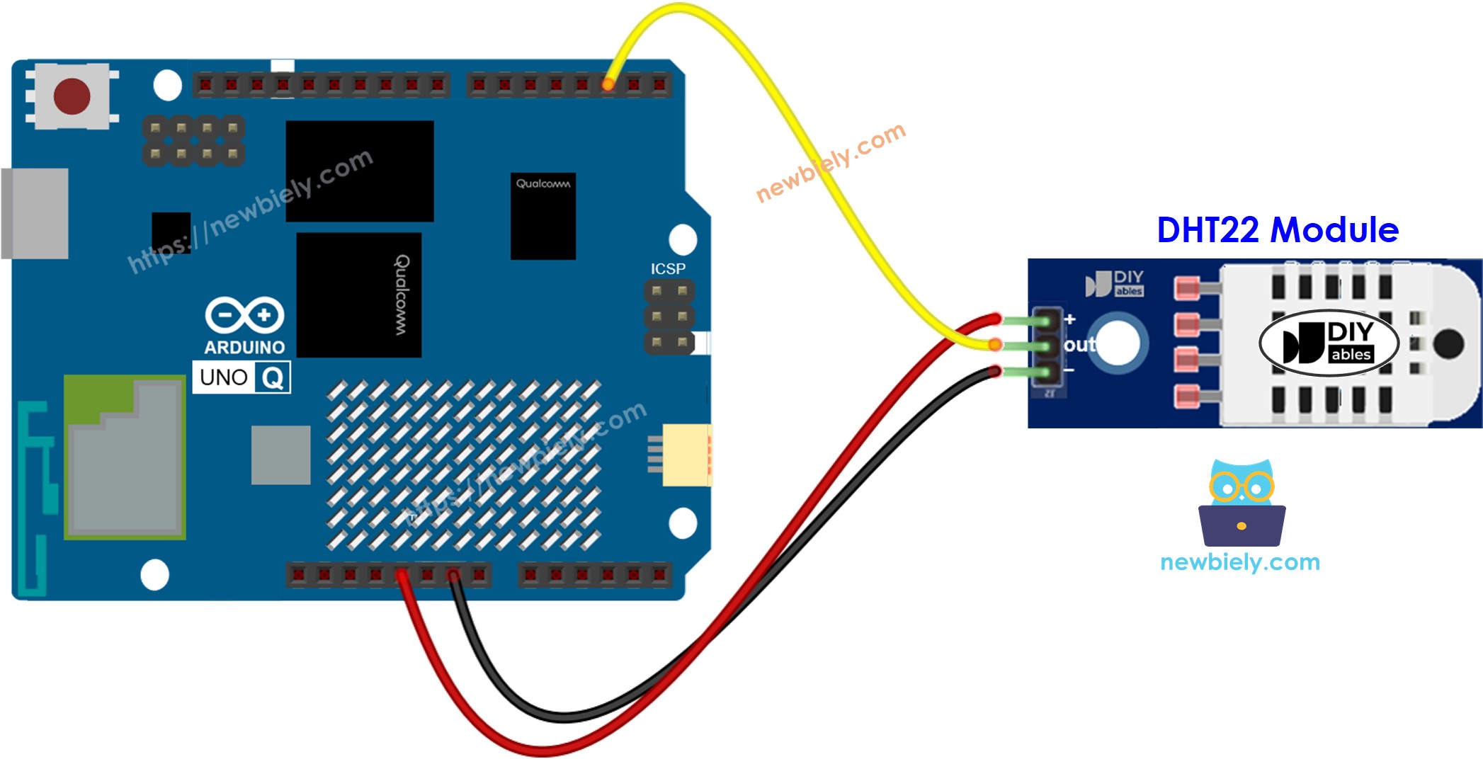 Arduino UNO Q dht22 모듈 배선 다이어그램