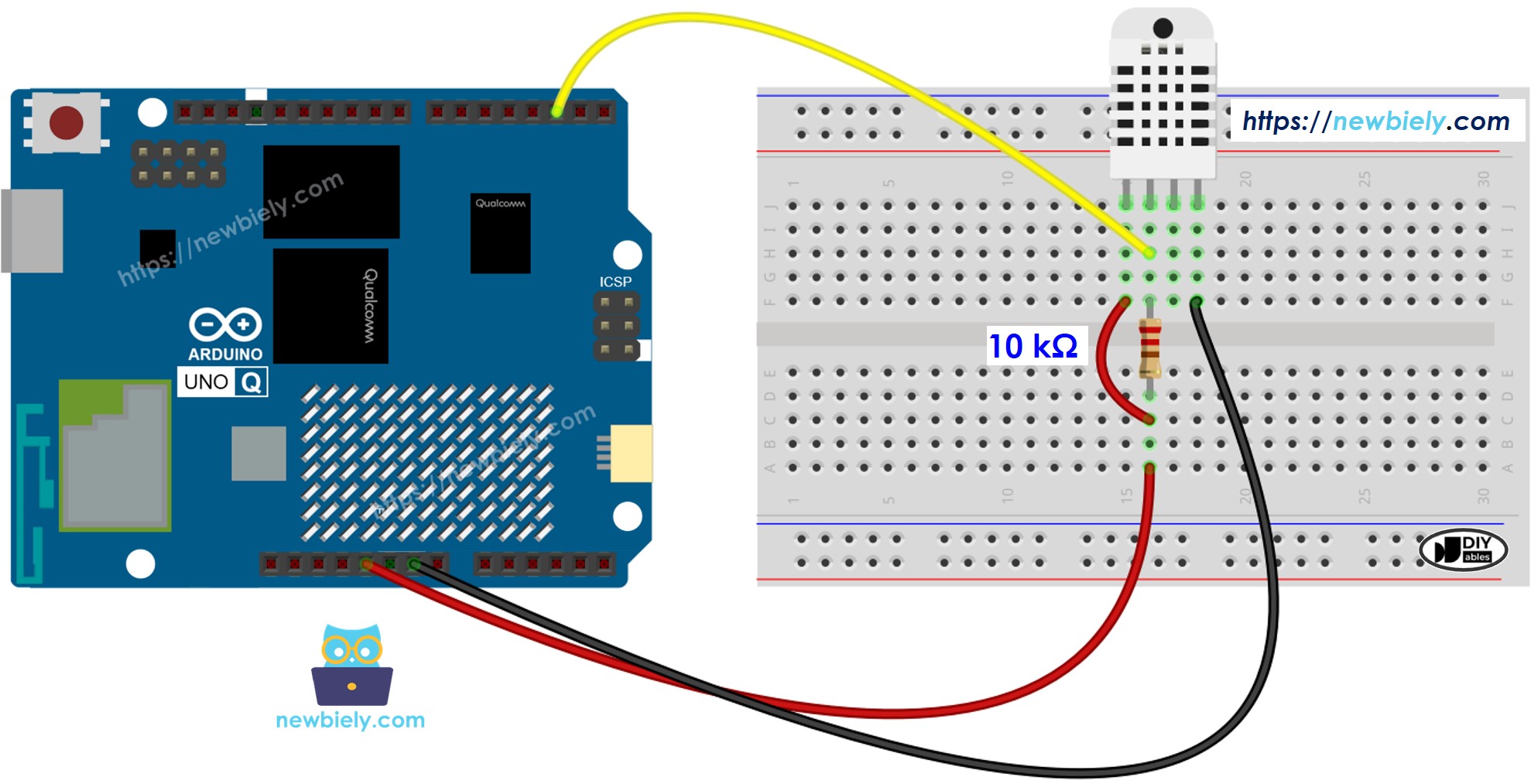 Arduino UNO Q dht22 센서 배선 다이어그램