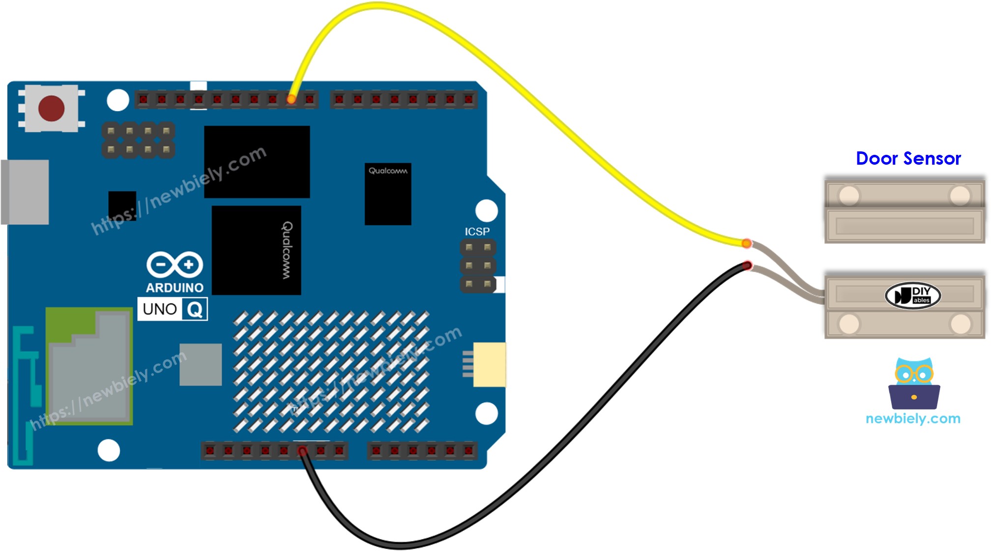 Arduino UNO Q 도어 센서 연결 배선도