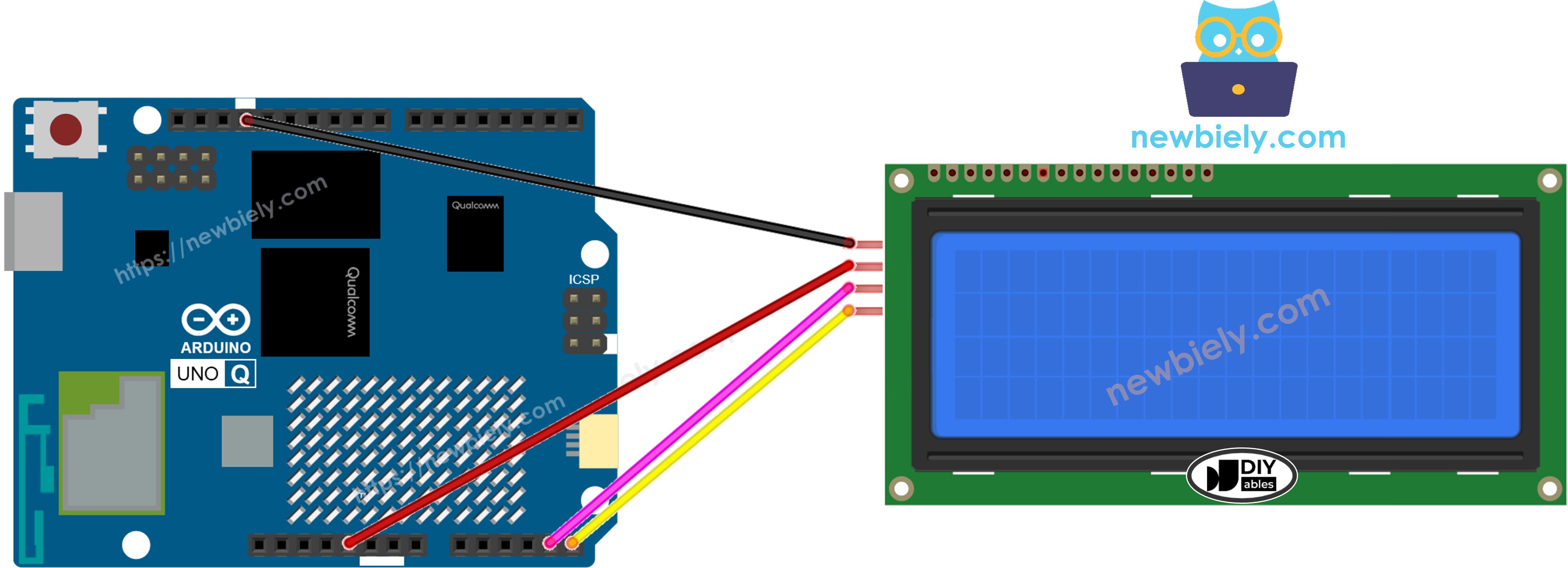 Arduino UNO Q lcd 20x4 연결 배선도