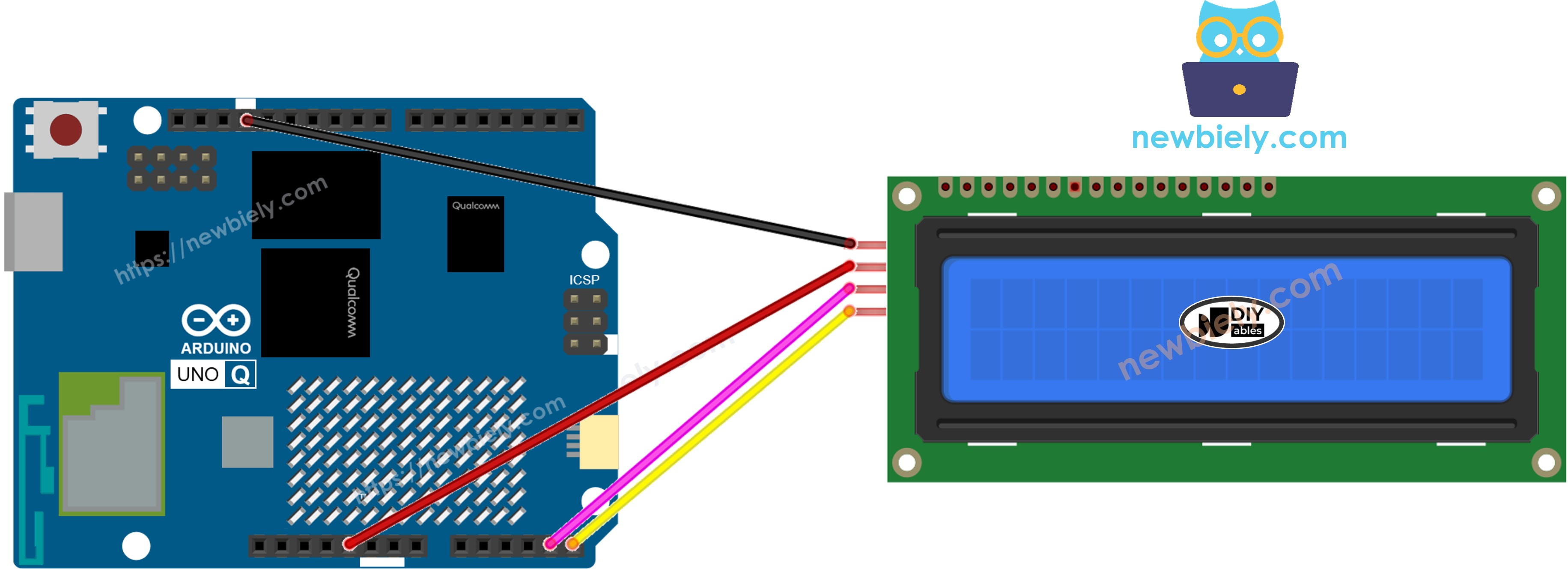 Arduino UNO Q lcd i2c 배선 다이어그램