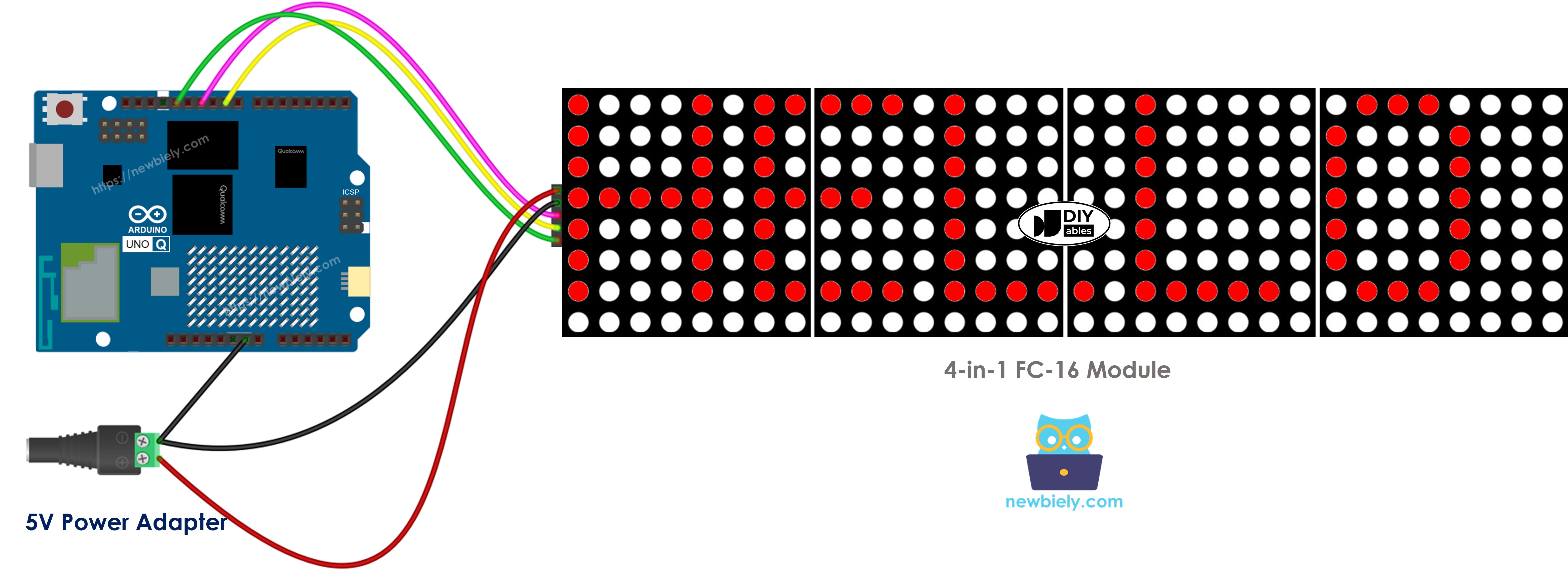 Arduino UNO Q LED matrix 연결 배선도