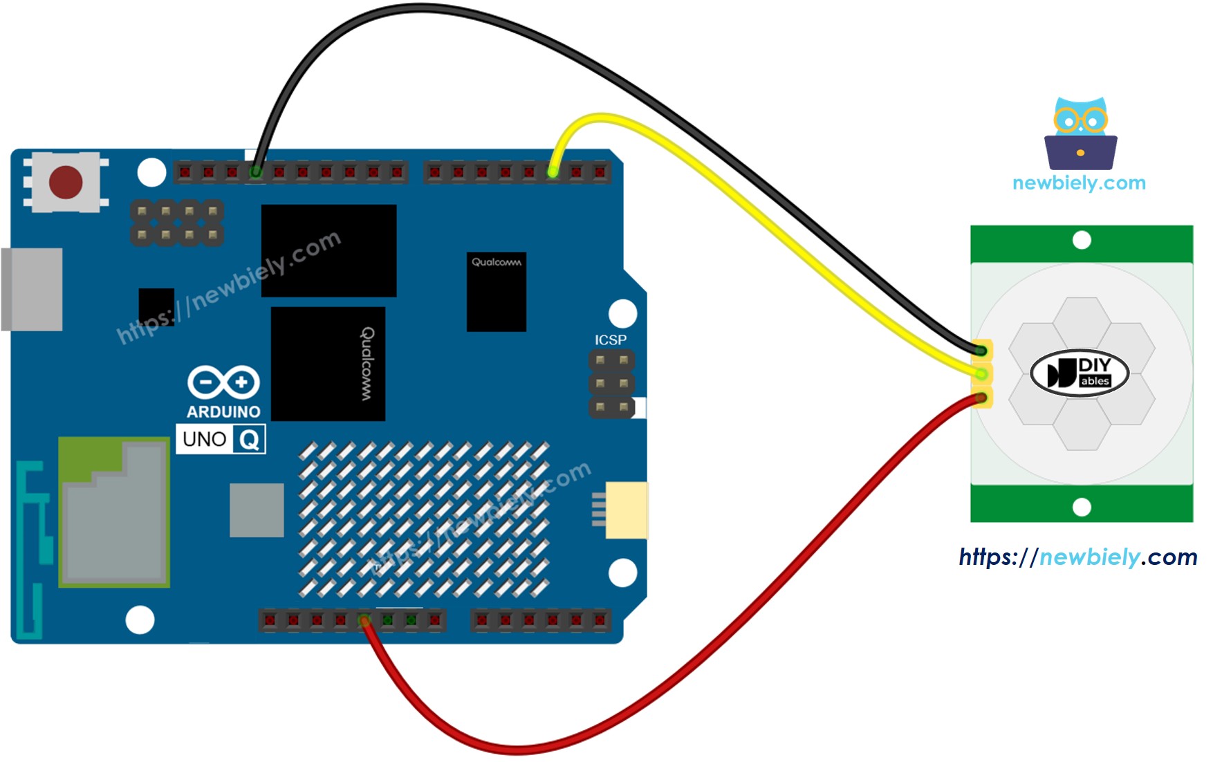 Arduino UNO Q 모션 센서 연결 배선도