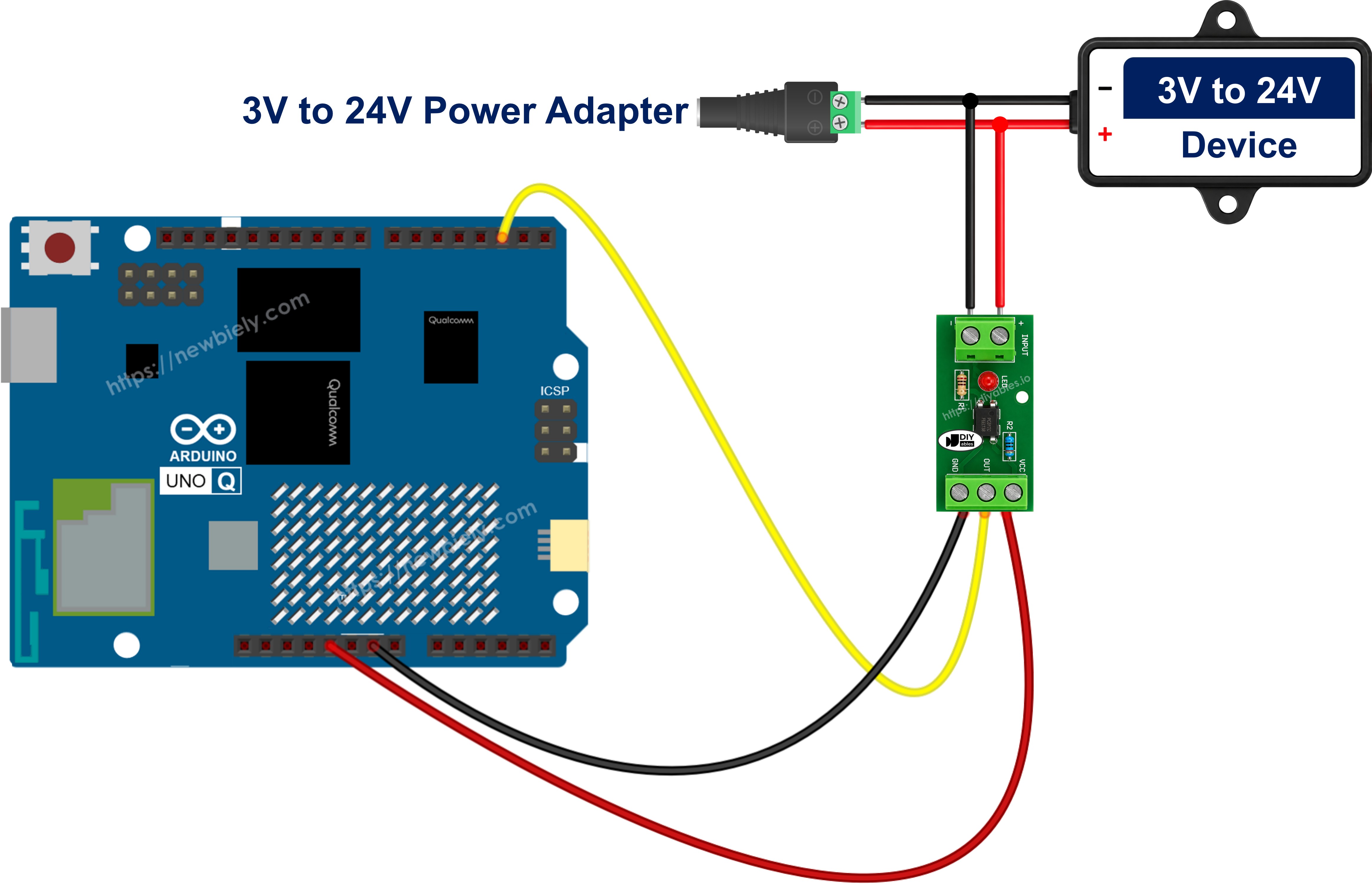 Arduino UNO Q pc817 옵토커플러 절연 모듈 배선도