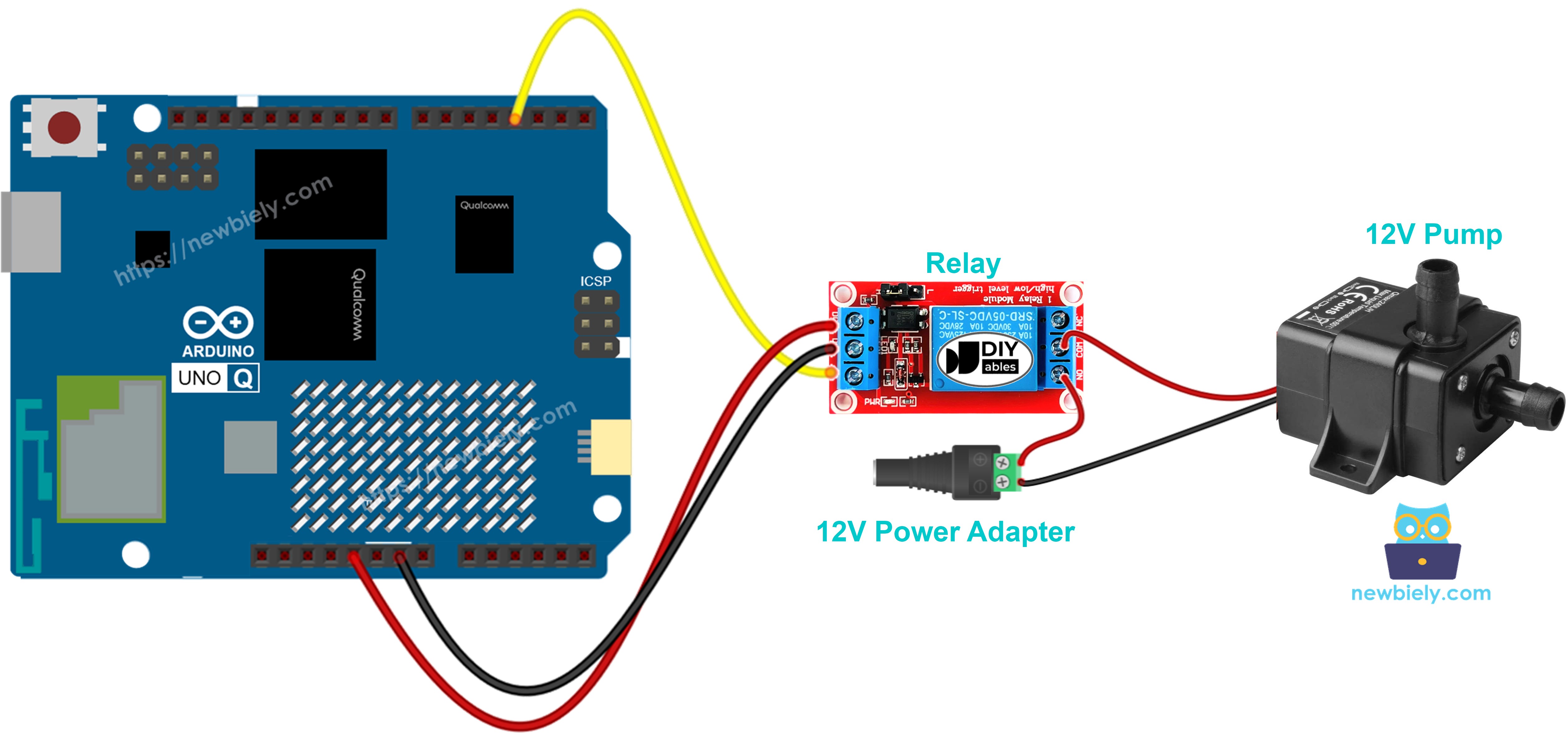 Arduino UNO Q pump 연결 배선도