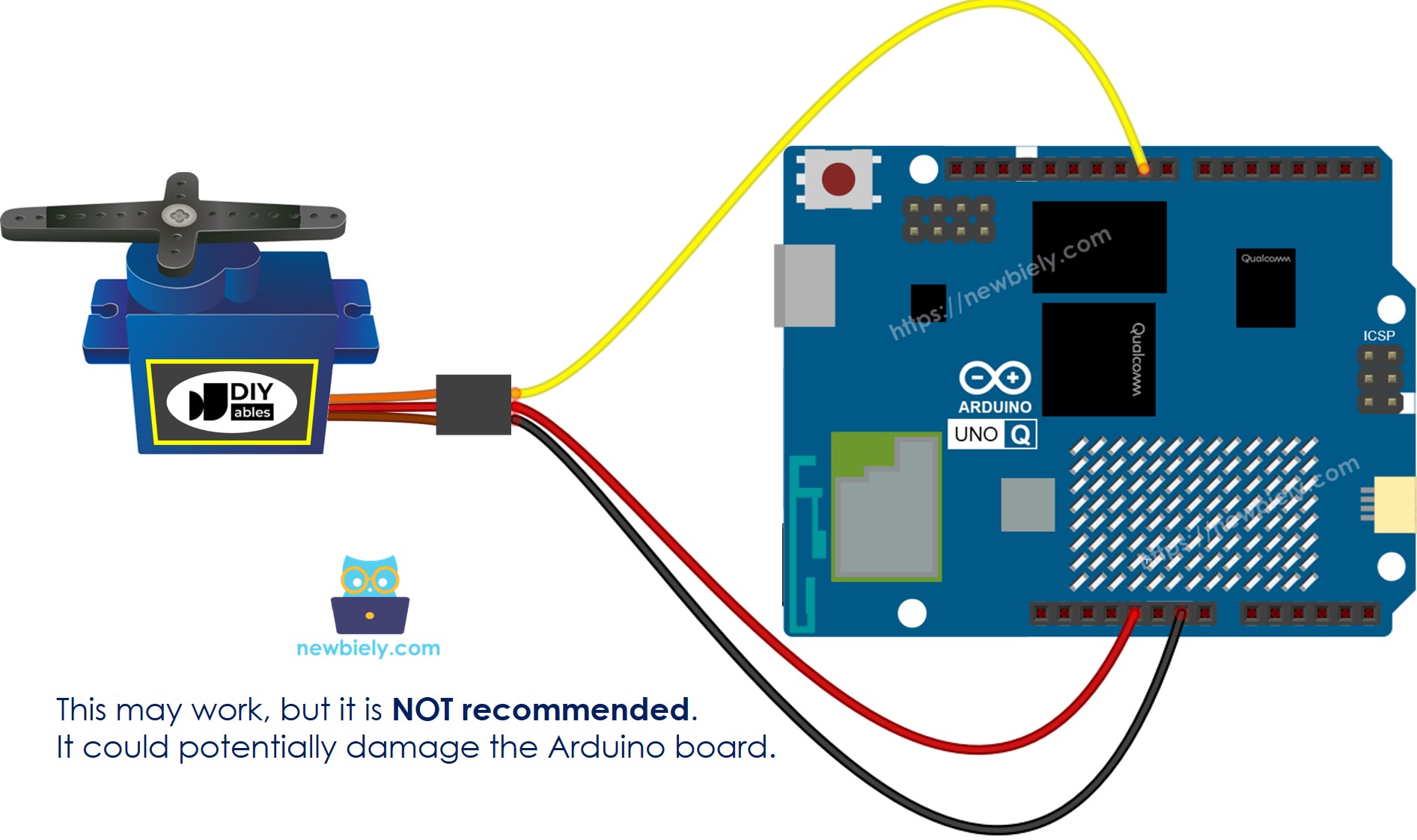 Arduino UNO Q 서보 모터 연결 배선도