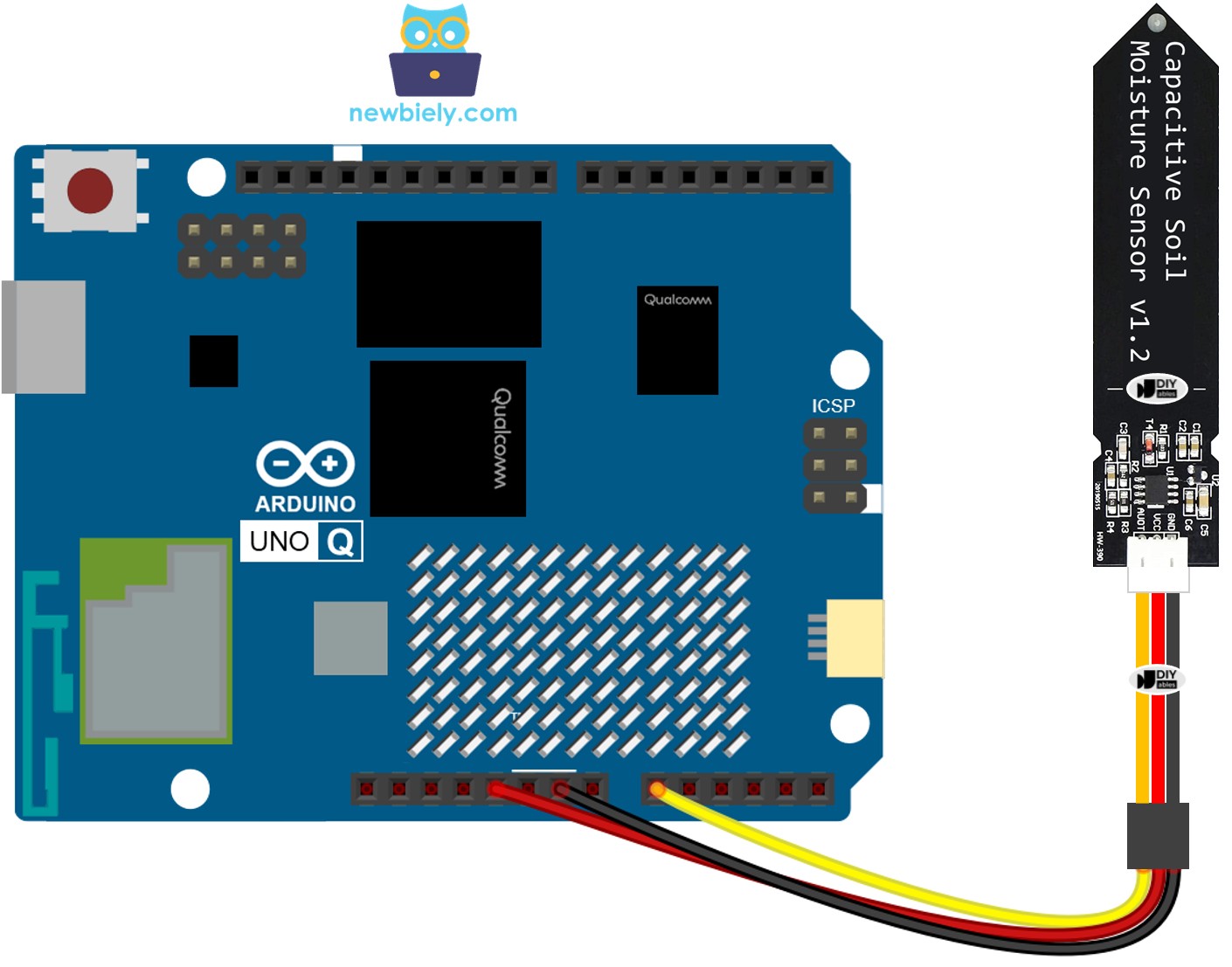Arduino UNO Q 토양 수분 센서 연결 배선도
