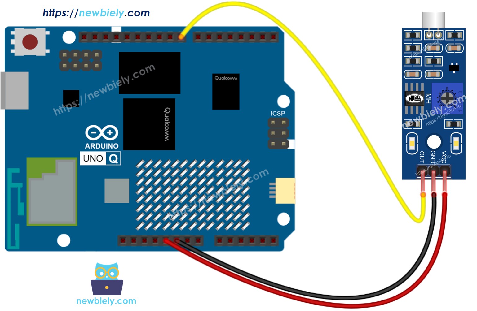Arduino UNO Q 소리 센서 연결 배선도