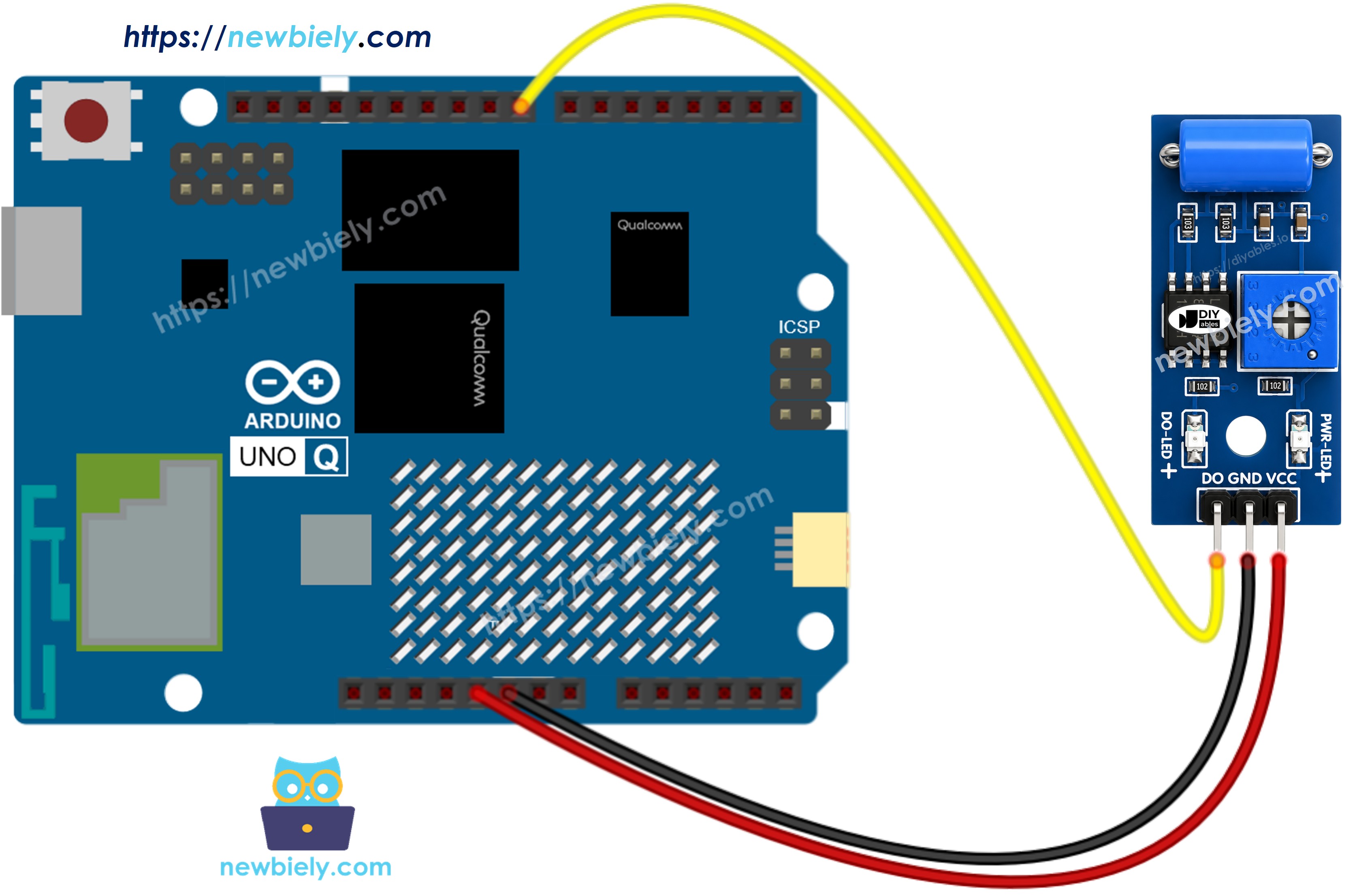 Arduino UNO Q sw-420 진동 센서 배선도