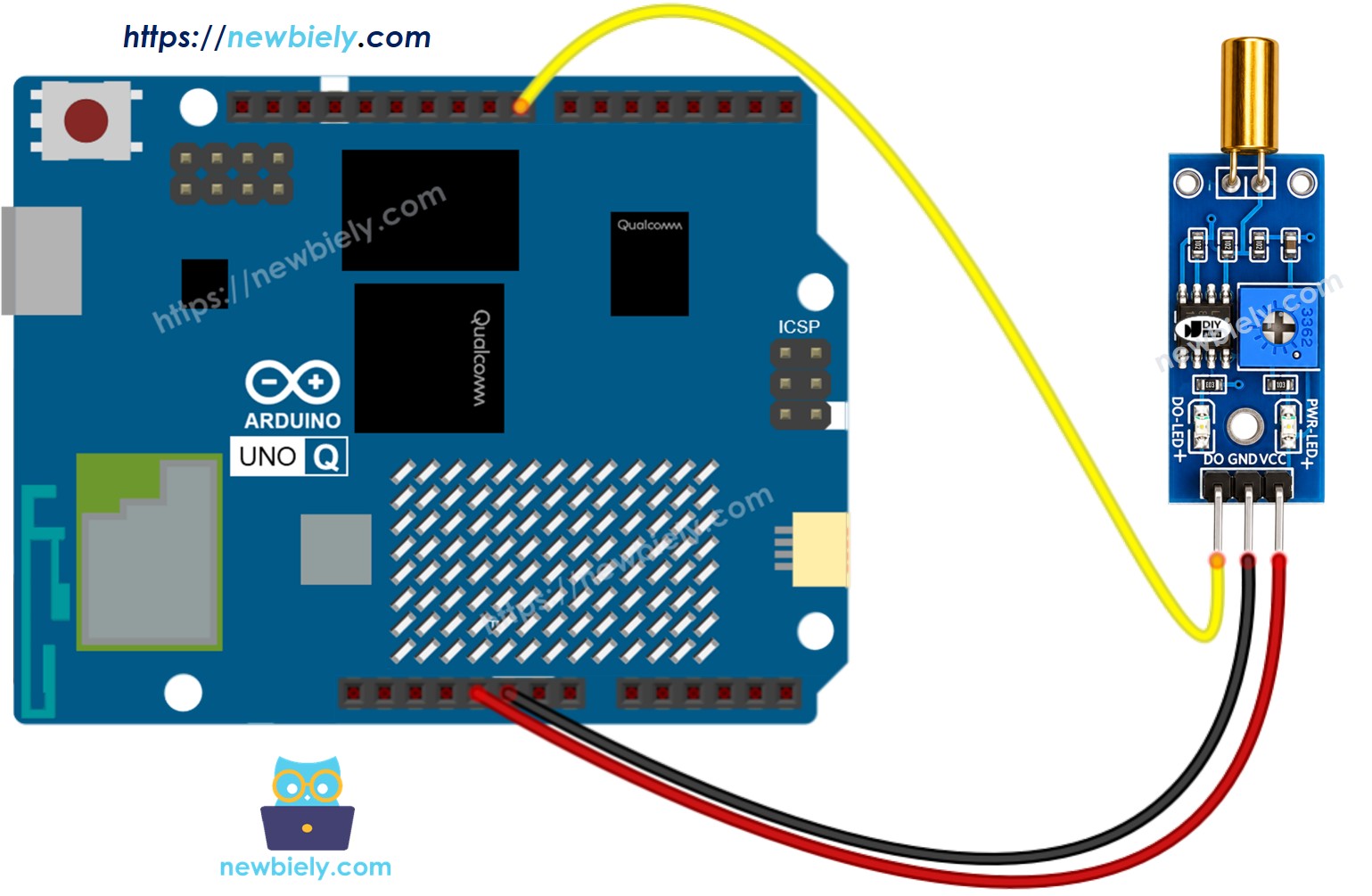 Arduino UNO Q SW520D 기울기 센서 연결 배선도