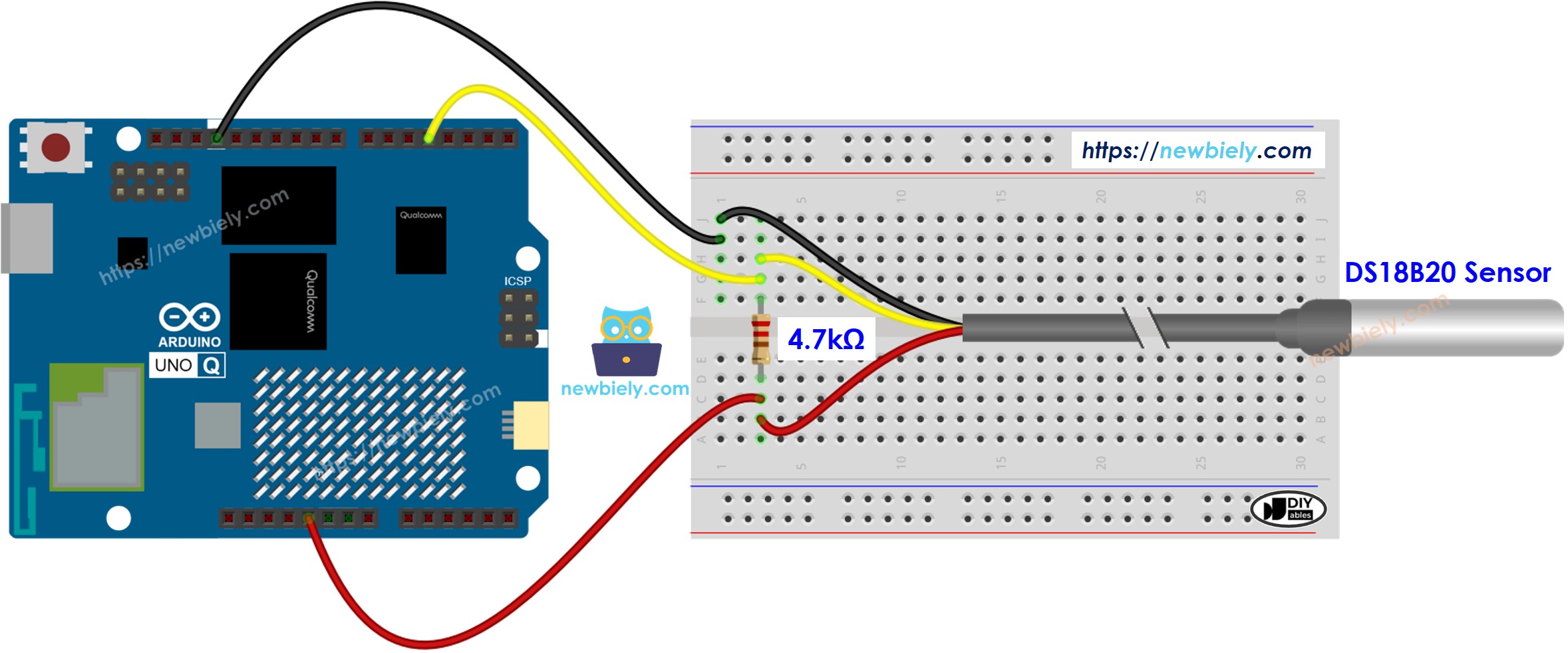 Arduino UNO Q 온도 센서 배선도