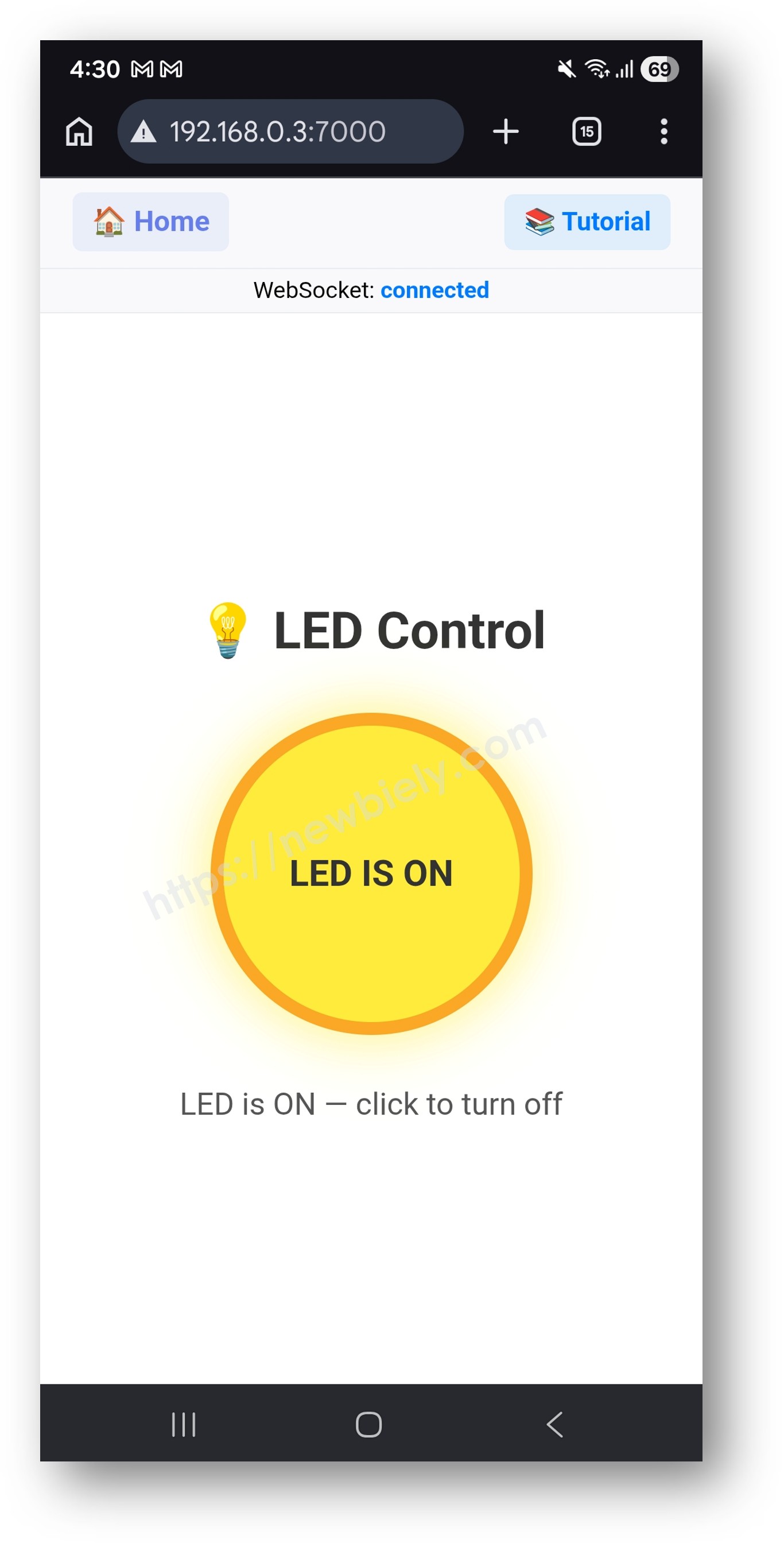 Arduino UNO Q websocket LED control page