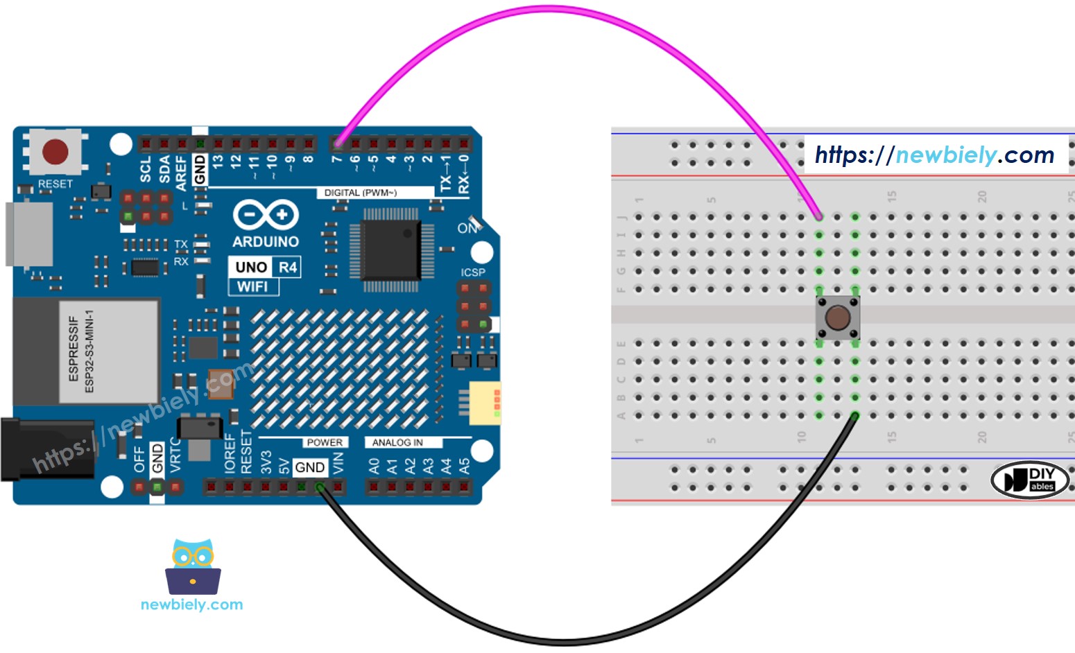 Arduino UNO R4 버튼 배선도