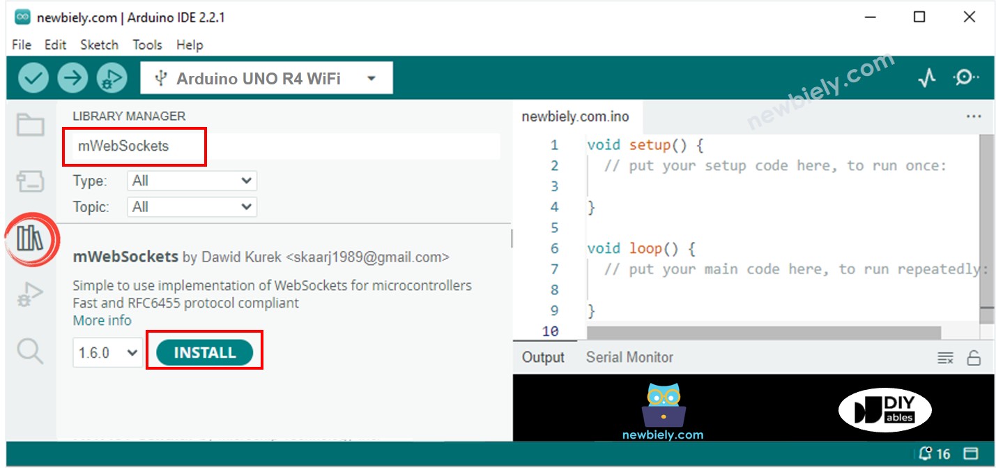 Arduino UNO R4 mWebSockets 라이브러리