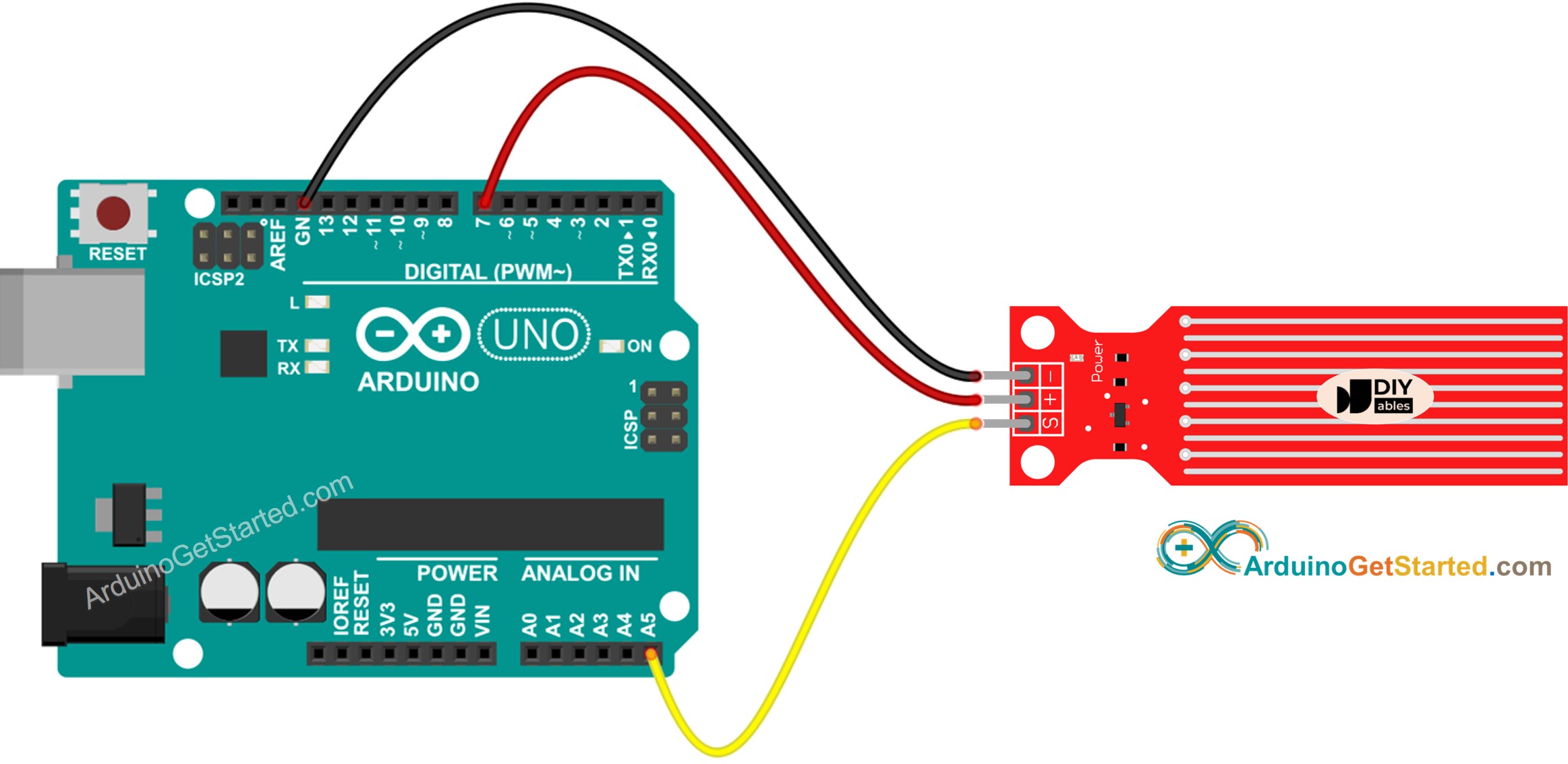 Arduino Water Sensor wiring diagram