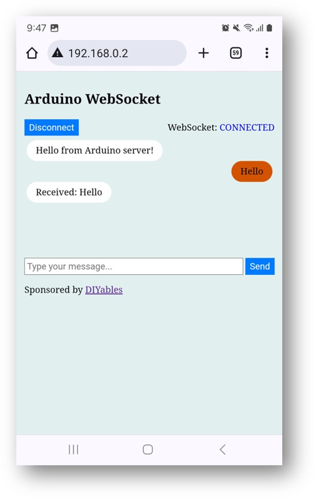 Arduino websocket chat server