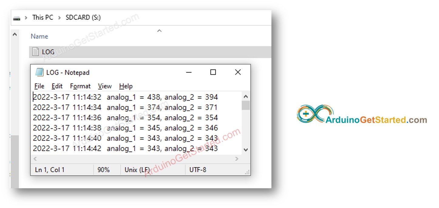 Arduino log to Micro SD Card with time information