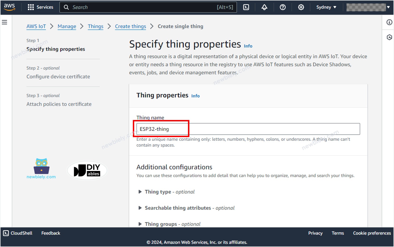 AWS IoT Core Thing name