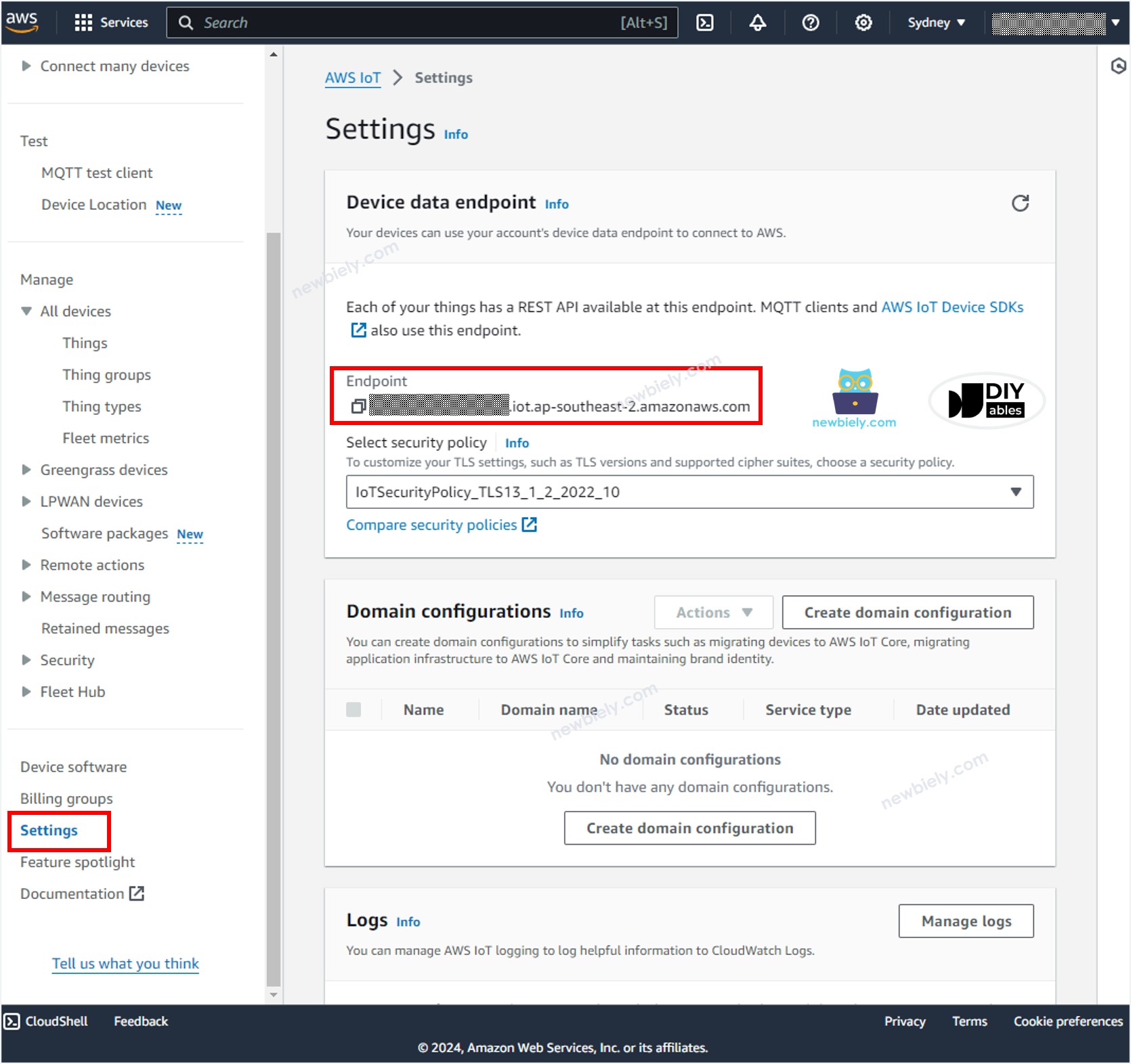 AWS IoT endpoint