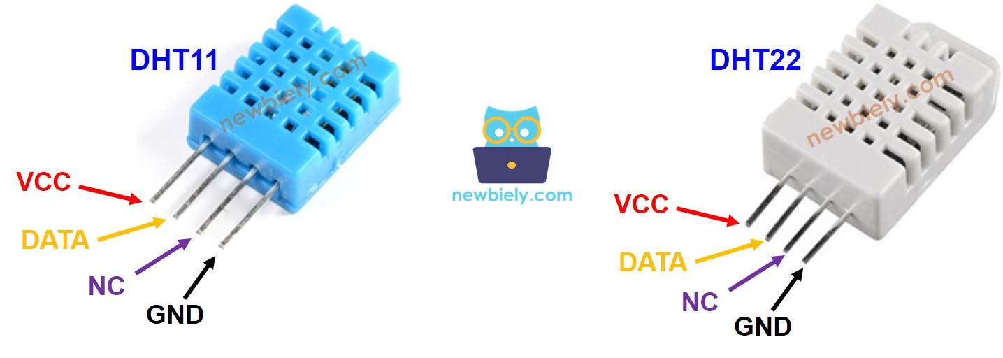 DHT11 and DHT22 temperature and humidity sensor Pinout