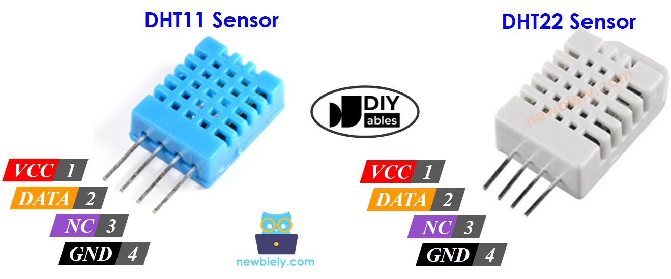 DHT11 and DHT22 temperature and humidity sensor Pinout